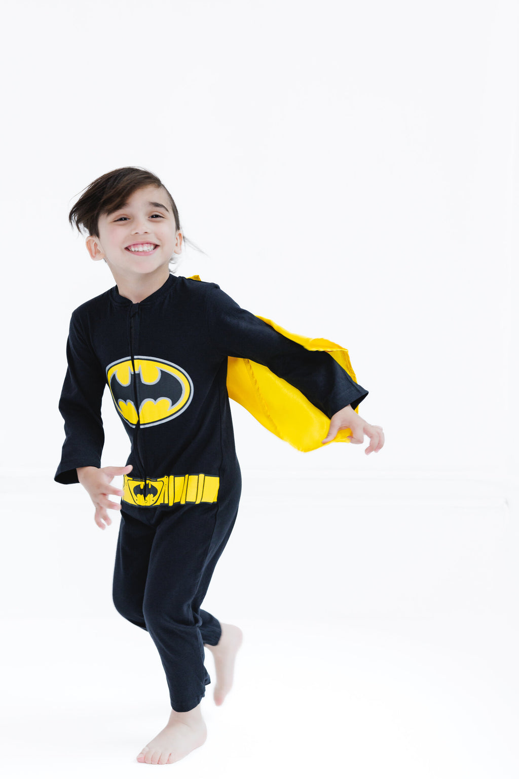DC Comics Justice League Little Kids' Boy or Girl Cosplay One Piece Coverall with Cape Batman Black