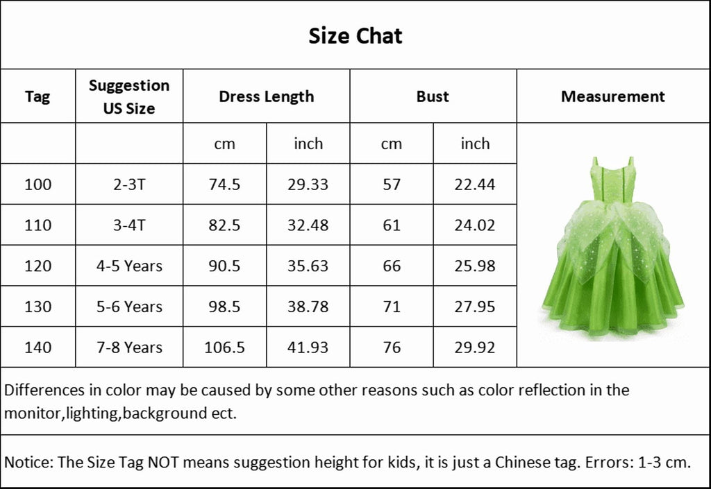  Princess Dress Party Costume for Little Girls Fancy Christmas/Halloween Child Role Play Green Fairy Skirt with Luxury Accessories Outfits,2/3t