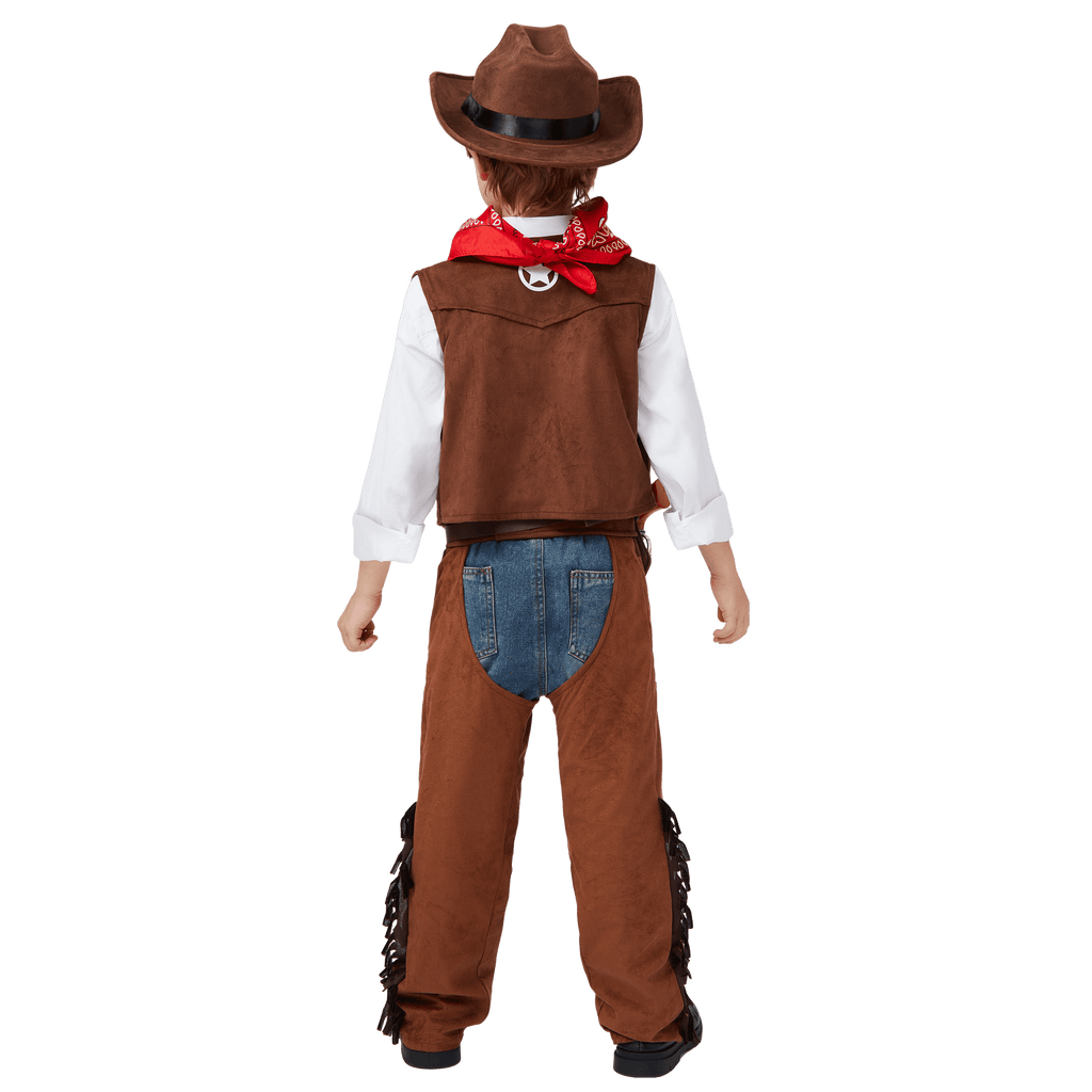  Halloween Cowboy Costume for Boys, Kids Cowboy Costume Set, Brown Western Style Cowboy Outfit with Cowboy Hat for Toddler Dress-up Party Cosplay