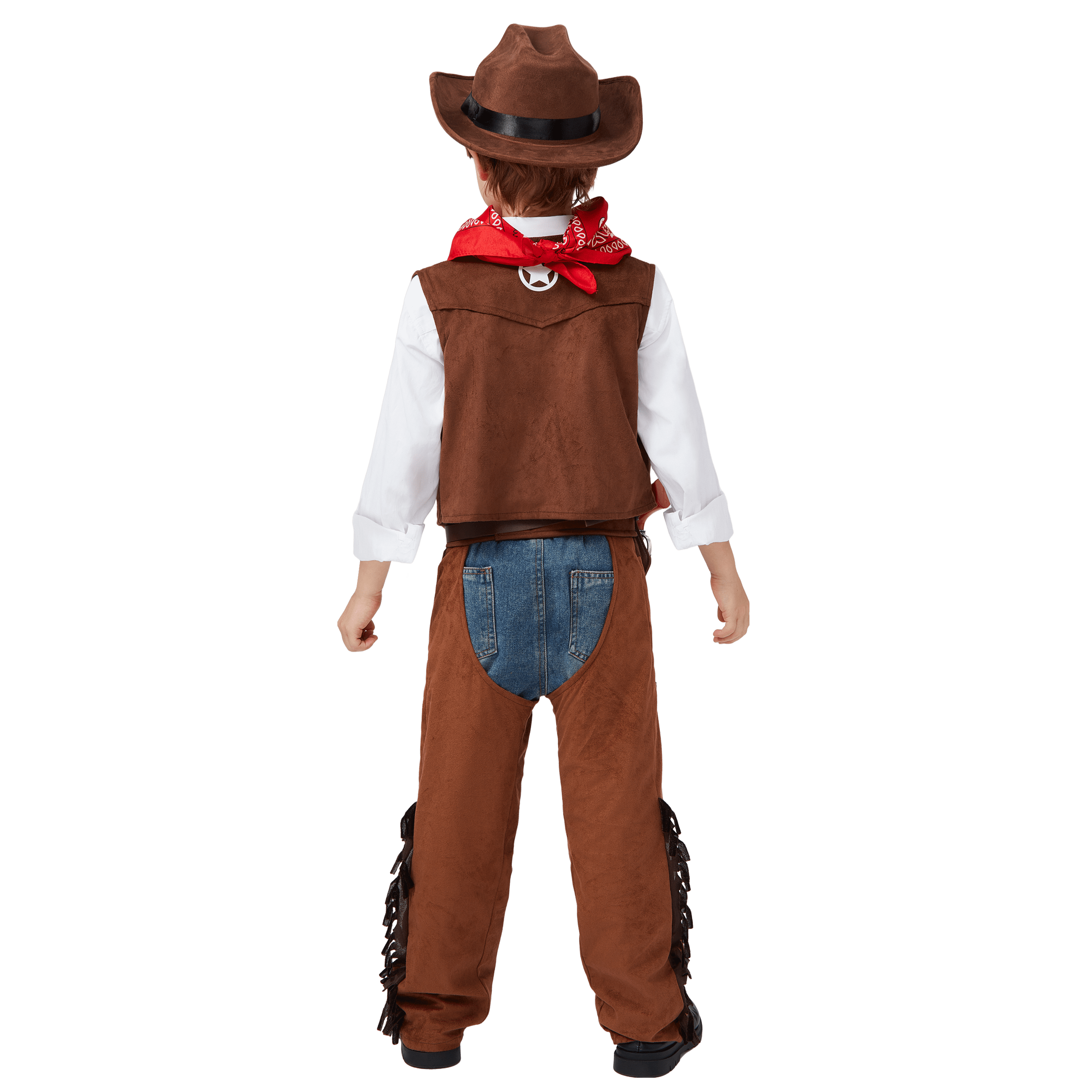 Halloween Cowboy Costume for Boys, Kids Cowboy Costume Set, Brown Western Style Cowboy Outfit with Cowboy Hat for Toddler Dress-up Party Cosplay