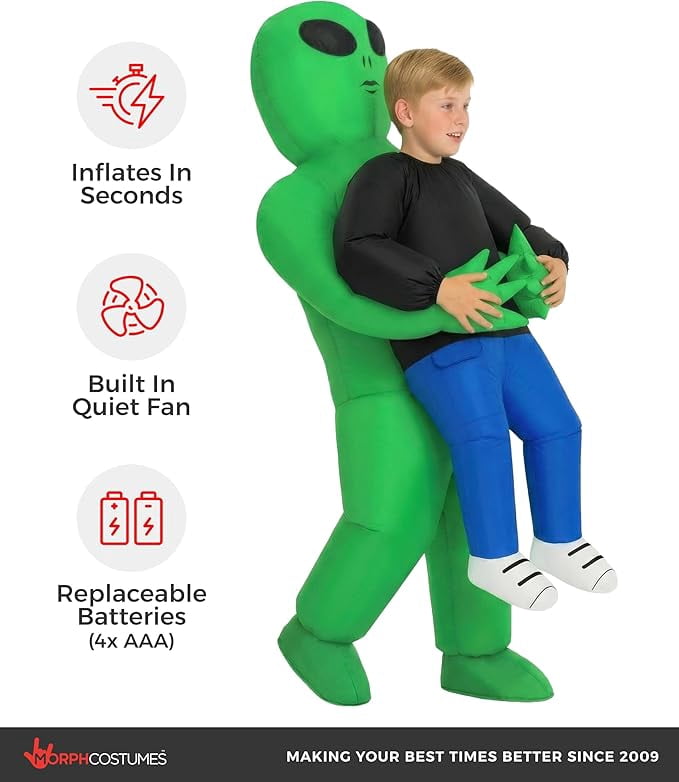  Alien Pmu Inflatable Kids Halloween Costume for Boy Green One Size