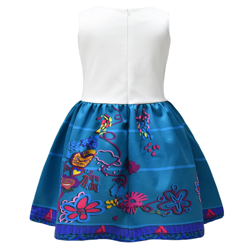 Little Girls Sleeveless Bowknot Print Princess Dress