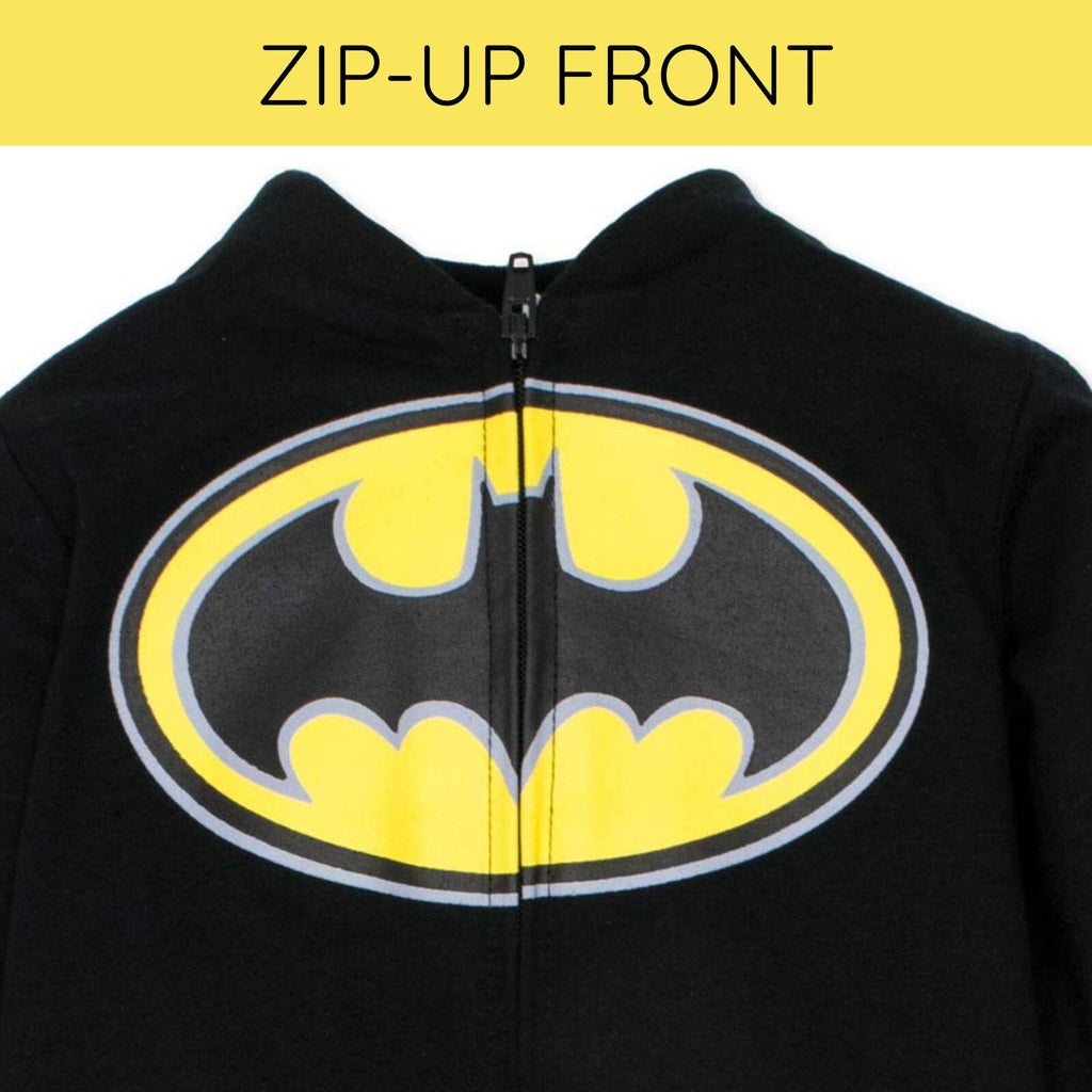 DC Comics Justice League Little Kids' Boy or Girl Cosplay One Piece Coverall with Cape Batman Black