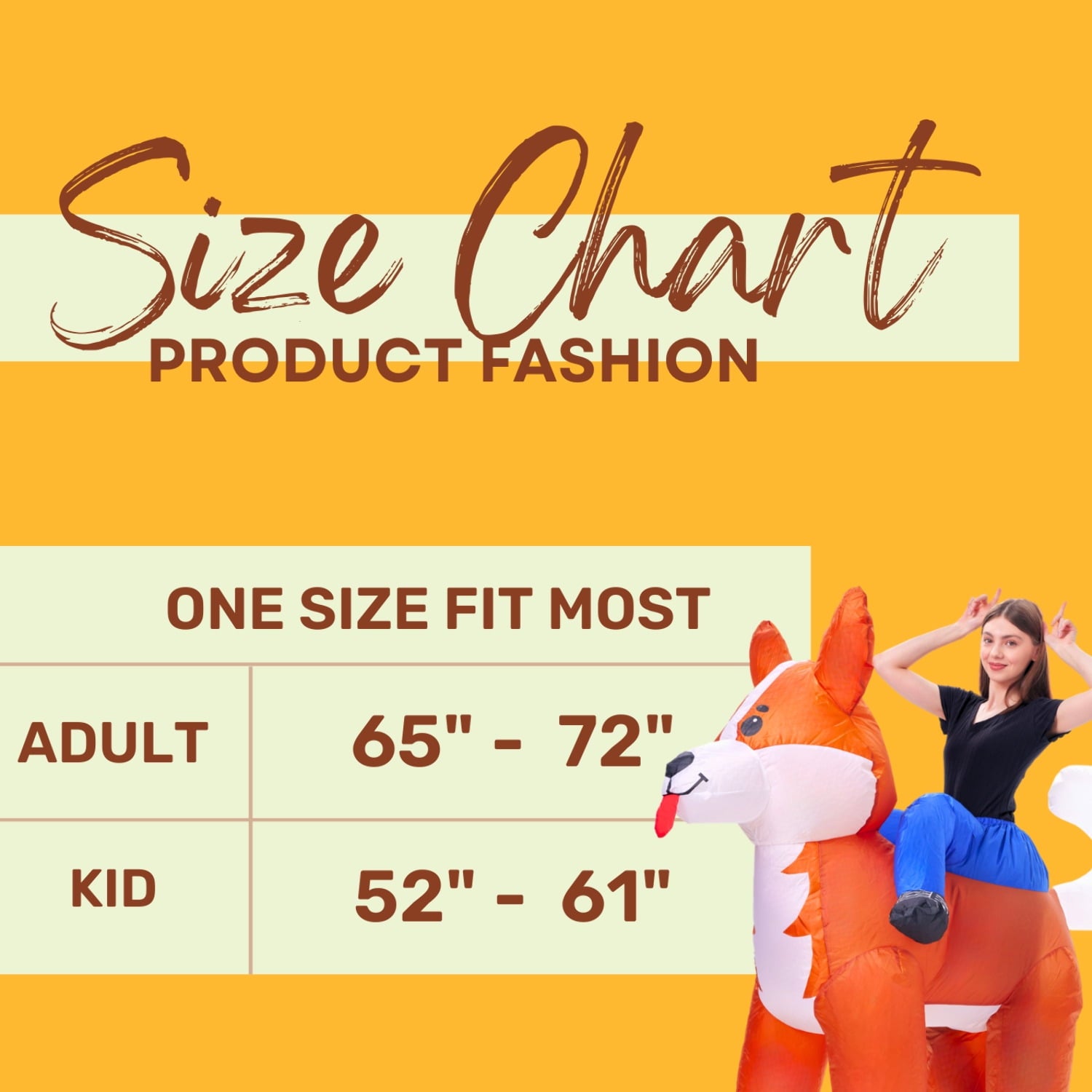 PTS Inflatable Costume Kid, Blow Up Ride On Corgi Dog Costume for Halloween Inflatables Cosplay Party