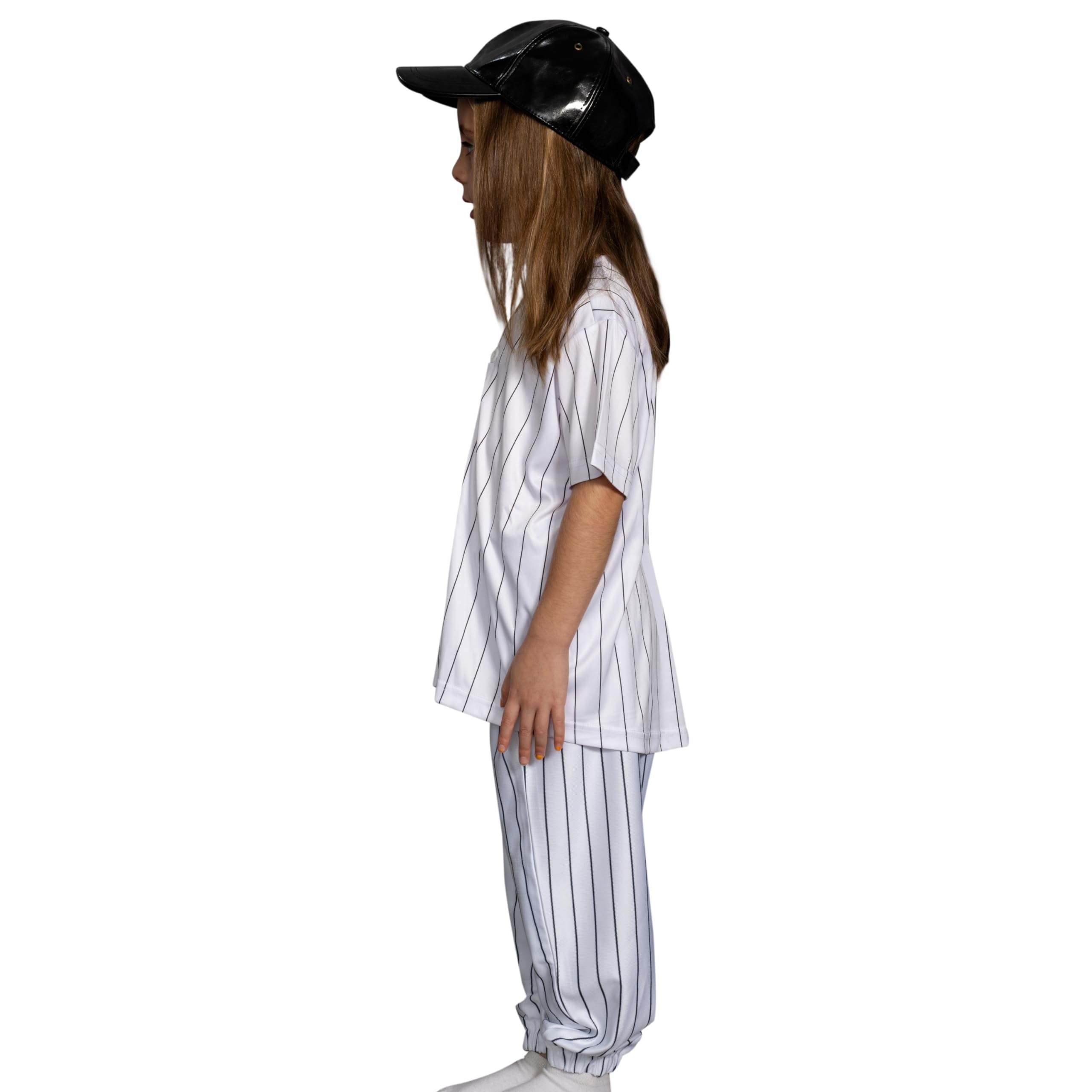 Warriors Baseball Team Pinstriped Jersey Pants and Hat Kids Halloween Costume Set