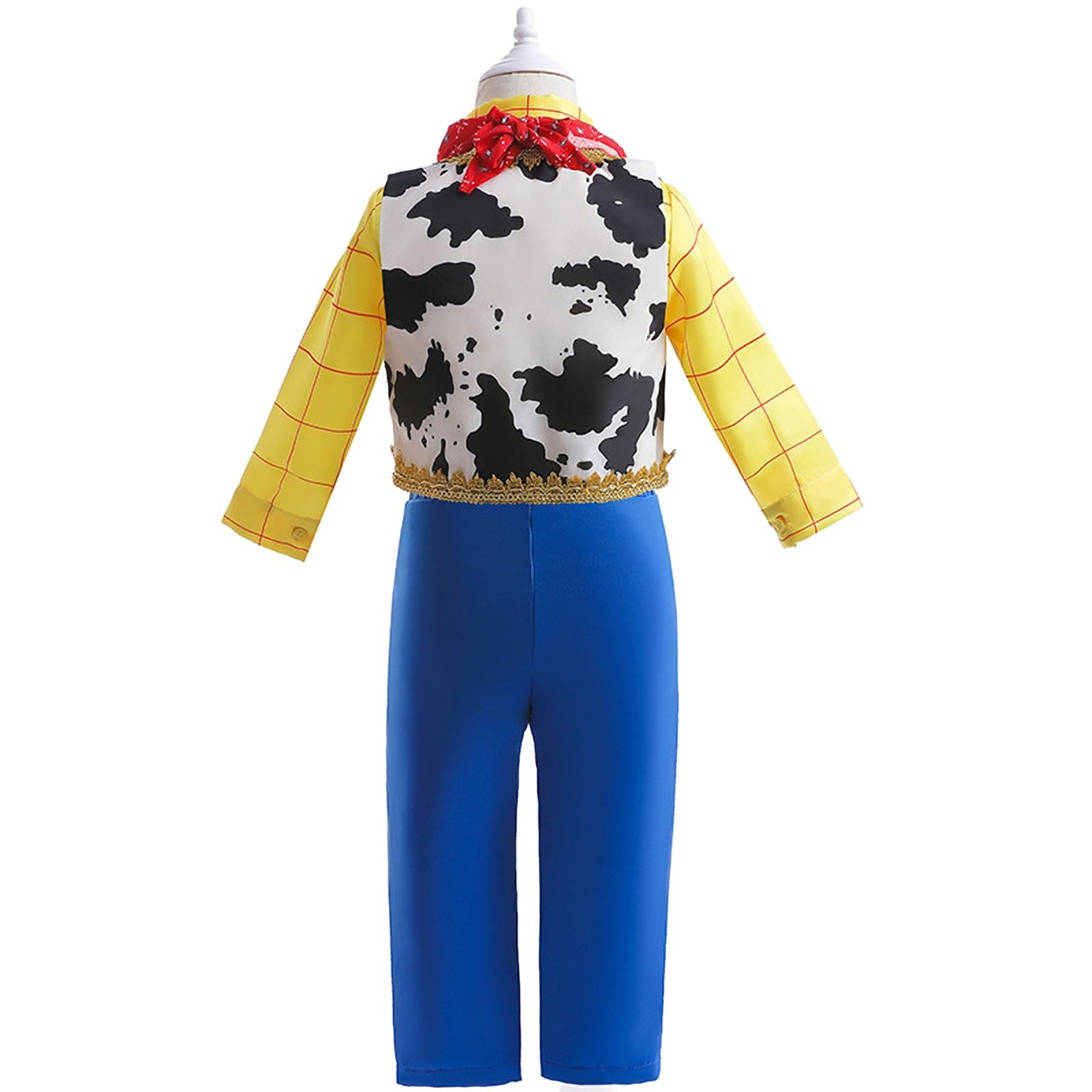 Kids Halloween Cowboy Costume Plaid Shirt with Vest and Red Bandana Hat Set