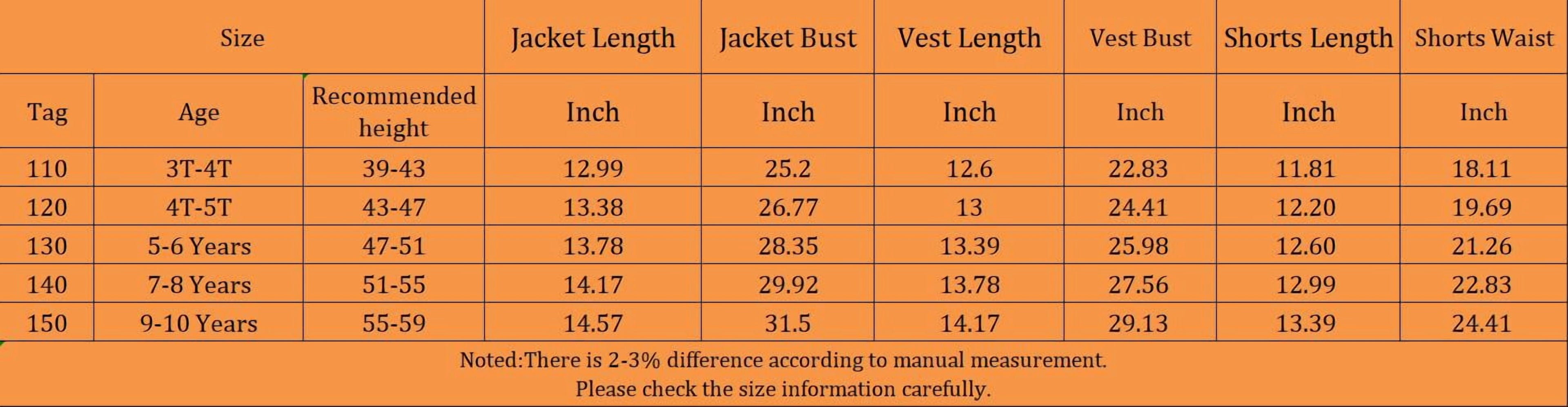 3in1 Sets Girls POP Singer Orange Costume Halloween Fancy Dress Up Kids Jacket Vest Short 9-10Y