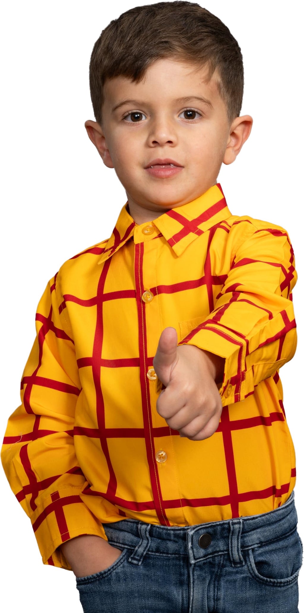 Sheriff Woody Cowboy Shirt Kids Children Halloween Costume Cosplay Yellow