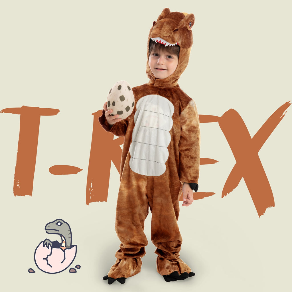  Halloween Realistic Tyrannosaurus Rex Costume Dinosaur Onesie with Dinosaur Egg, Suitable for Children and Toddlers Halloween Dress up Party