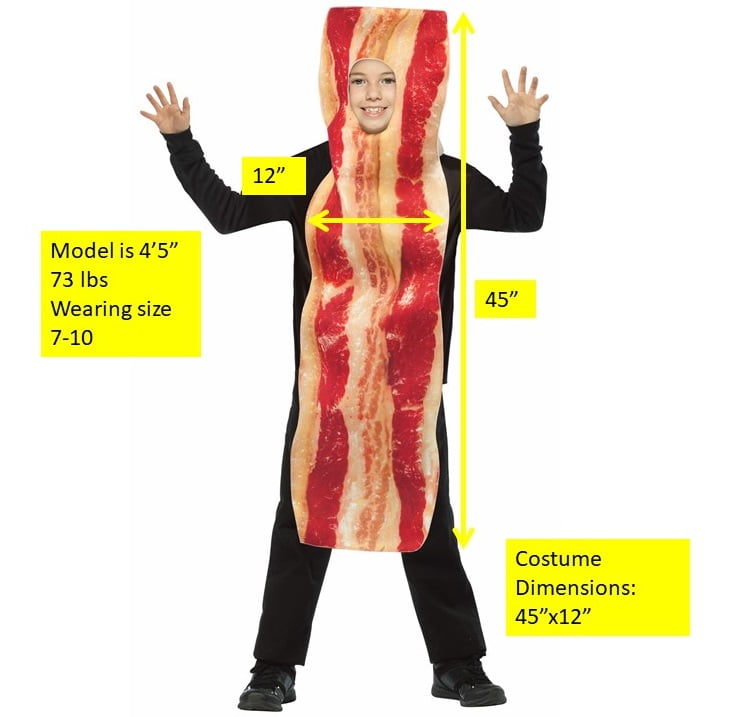  Bacon Strip Kids Halloween Costume, Girls and Boys, Red, Child Size 7-10, 7192-710