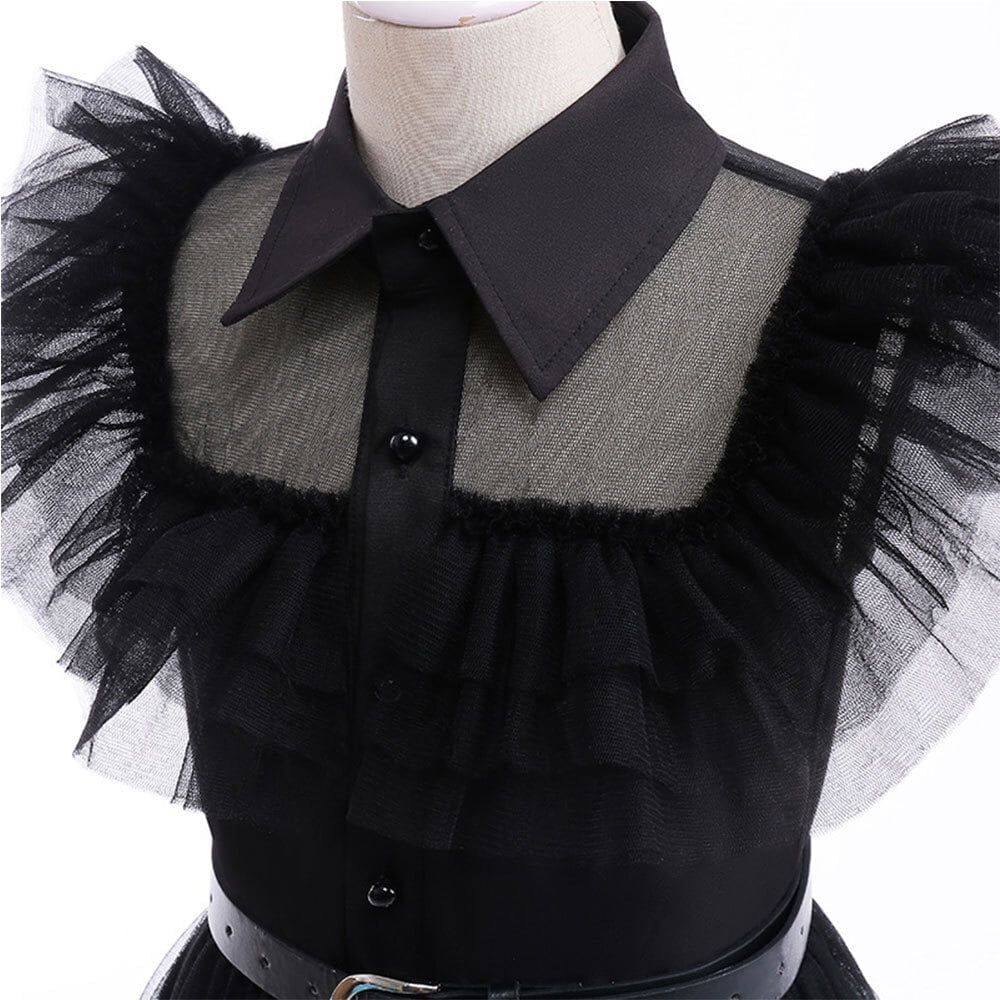  Black Mesh Cosplay Fancy-Dress Costume with Adjustable for Child, Little Girls 120 for 5-6Y