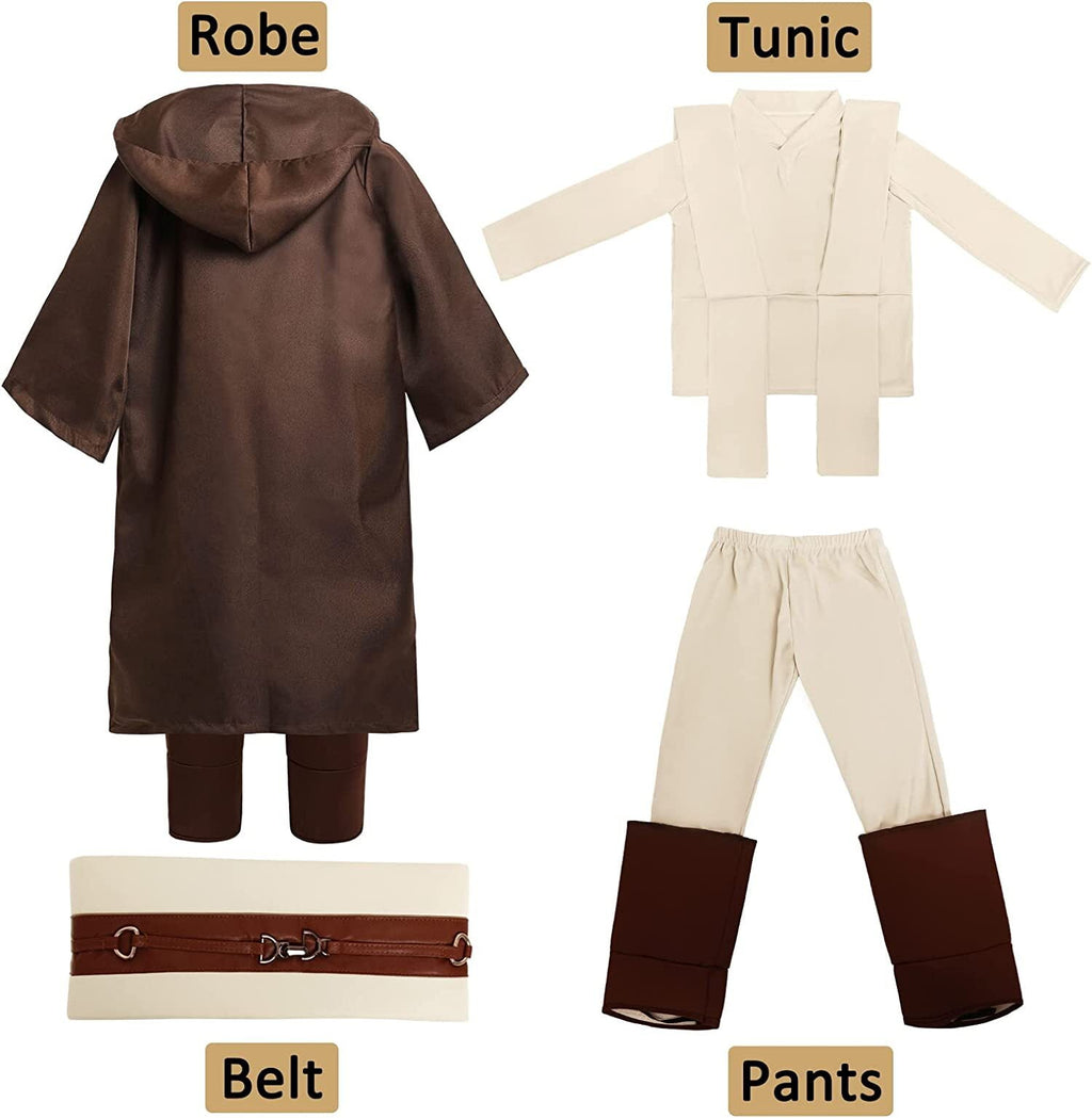CHOYURME CHONYURM Knight Costume for Kids Halloween Cosplay Tunic Hooded Cape Sci-fi Film Classic Robe Outfit 3-14 Years