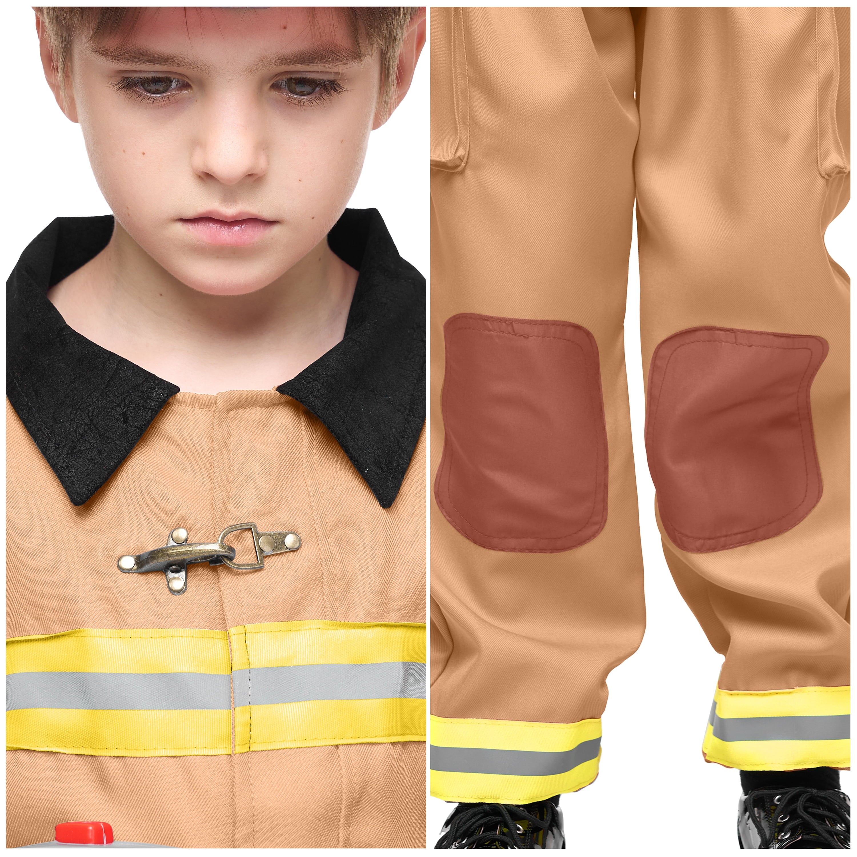  Halloween Kids Fireman Costume, Firefighter Costume for Boys Toddler Halloween Party Dress Up 3-7 Years