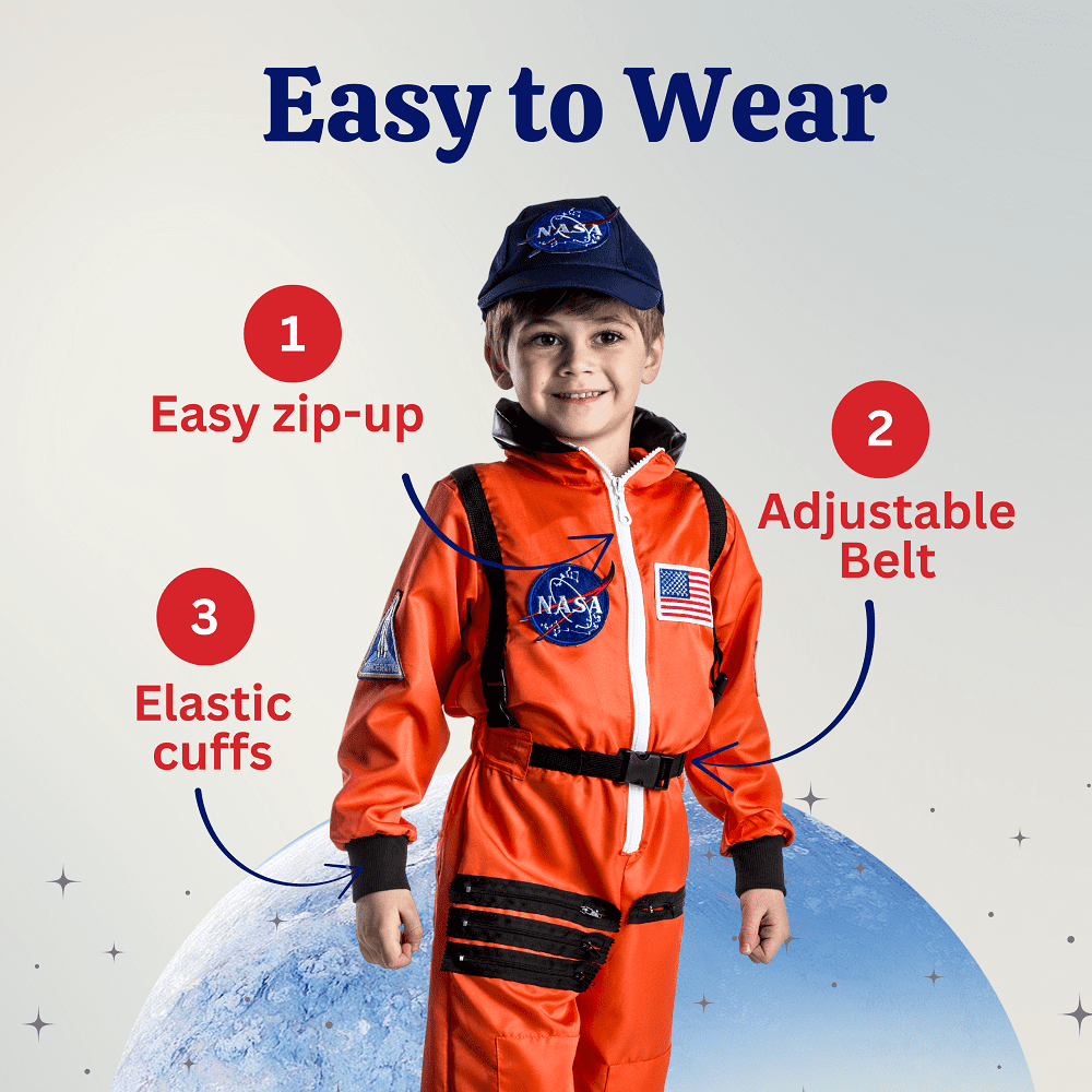 Dress Up America Astronaut Costume for Toddlers with NASA Patches, Toddler 2