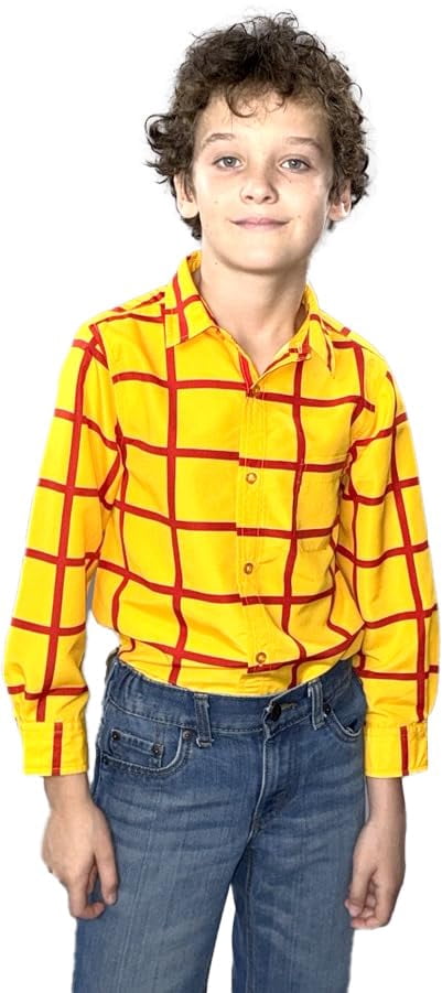 Sheriff Woody Cowboy Shirt Kids Children Halloween Costume Cosplay Yellow