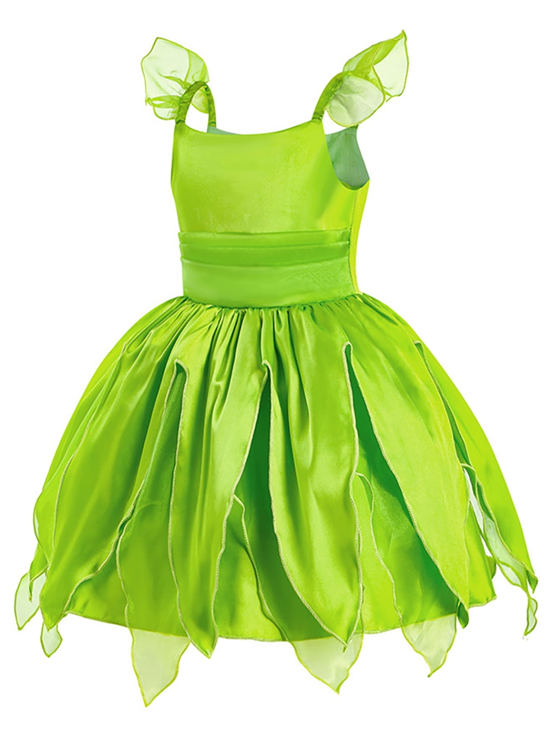  2-10Y Green Fairy Princess Dresses for Girls Christmas Halloween Costume Cosplay Dress Up with Wing & Accessories