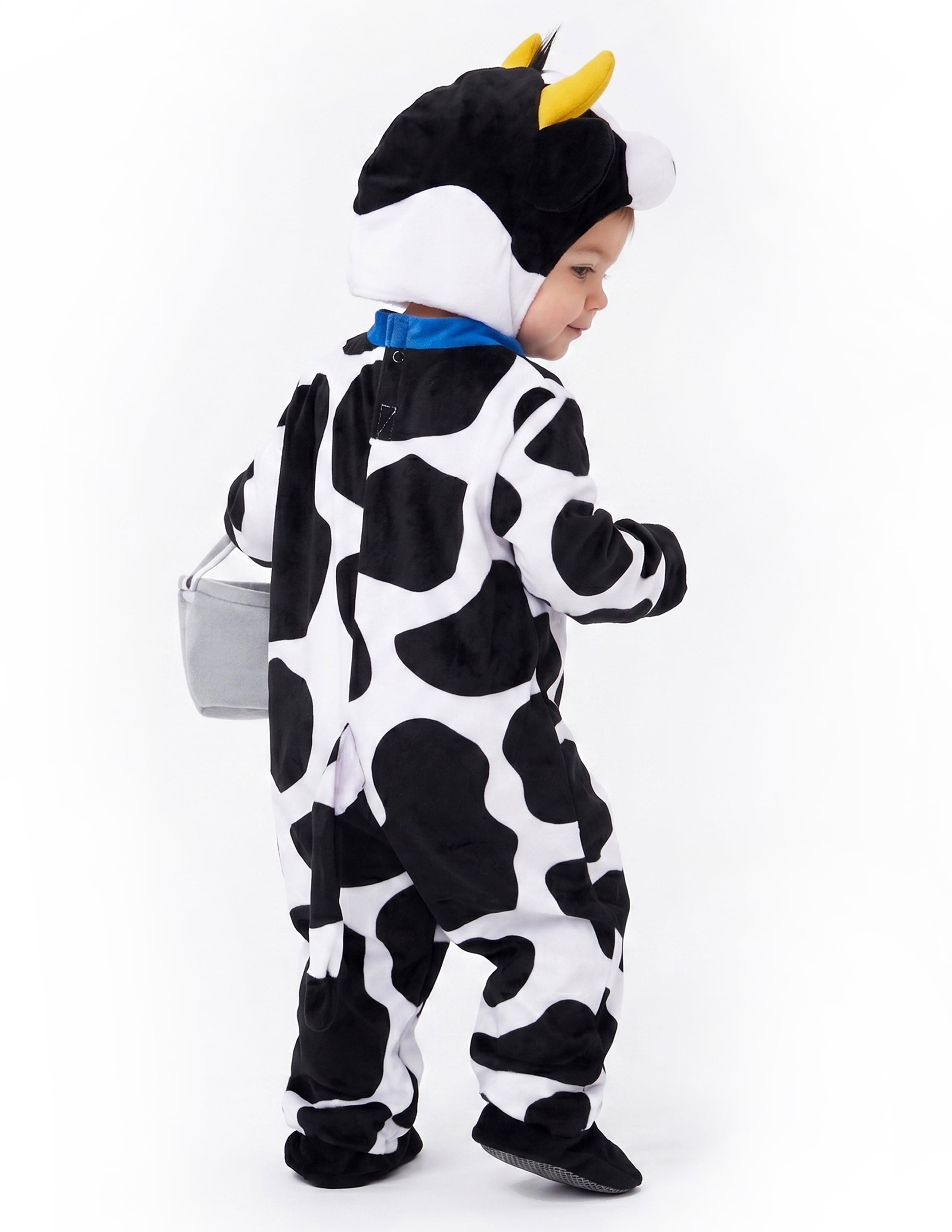 Baby Cow Costume with Milking Bucket for Toddler, Kids Halloween Farm Party Dress up Role Playing Cosplay 0-5 Years