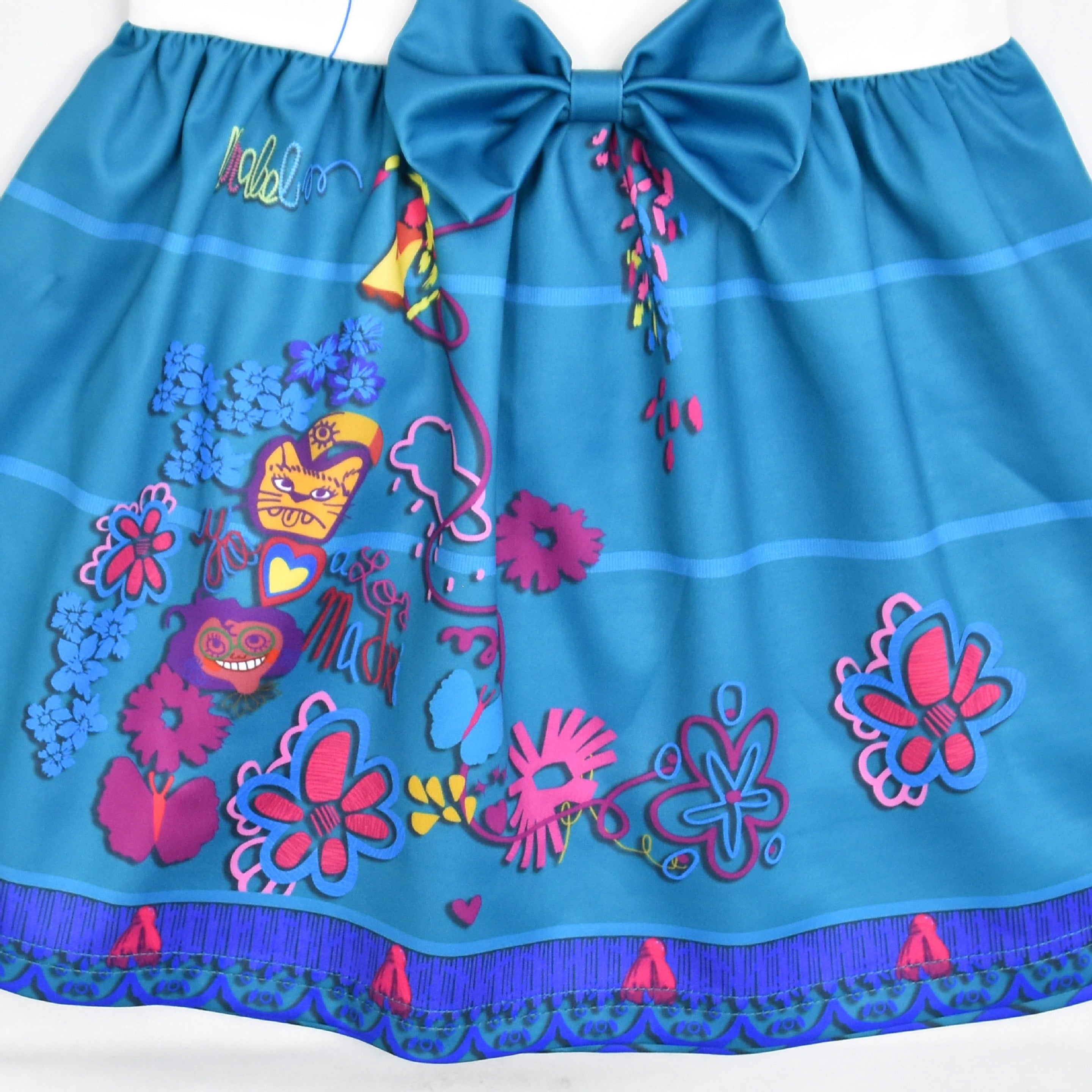 Little Girls Sleeveless Bowknot Print Princess Dress
