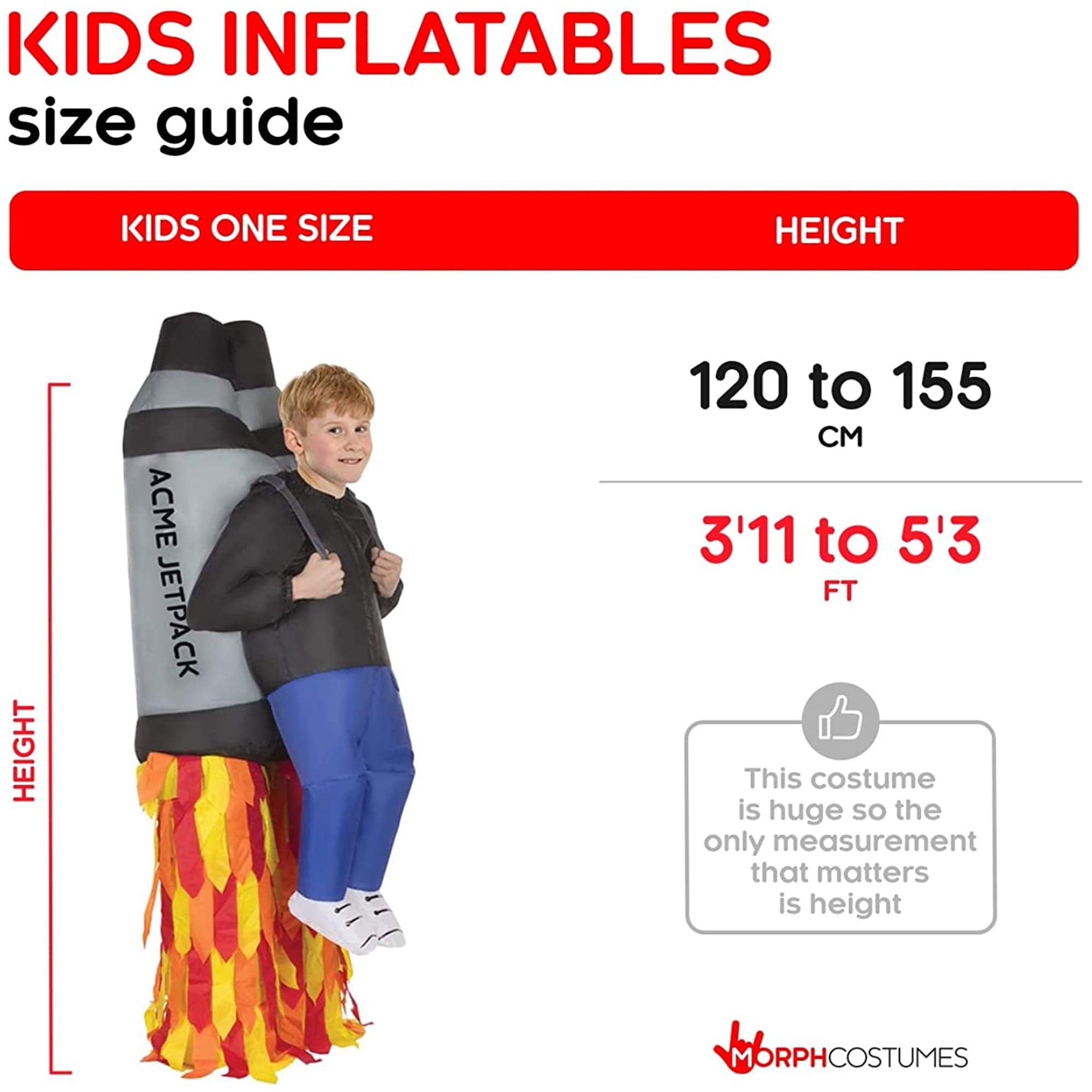  Kids Jetpack Pick Me Up Inflatable Costume Boys Rocket Jet Pack Halloween Multicolor One Size