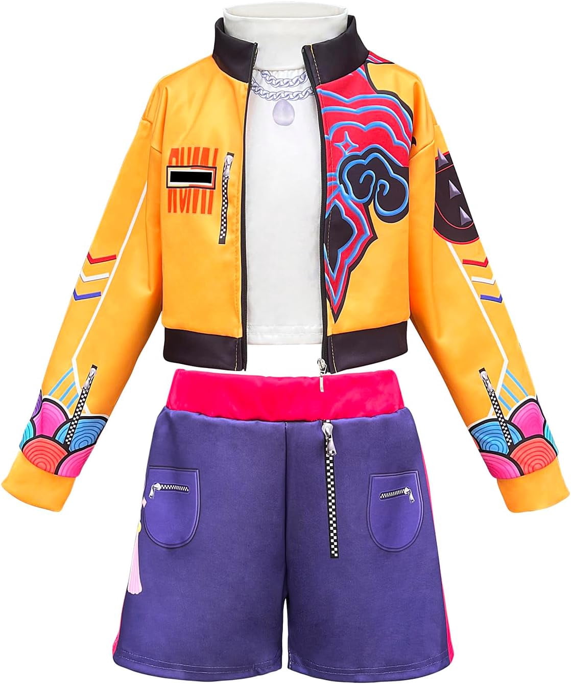  Halloween Cosplay Costume for Ages 3-12Y, Popular Singer Stage Performance Outfits, Lining Jacket Shorts Set with Wig & Dress Up Accessories for Halloween Cosplay, Birthday Party & Fancy Dress