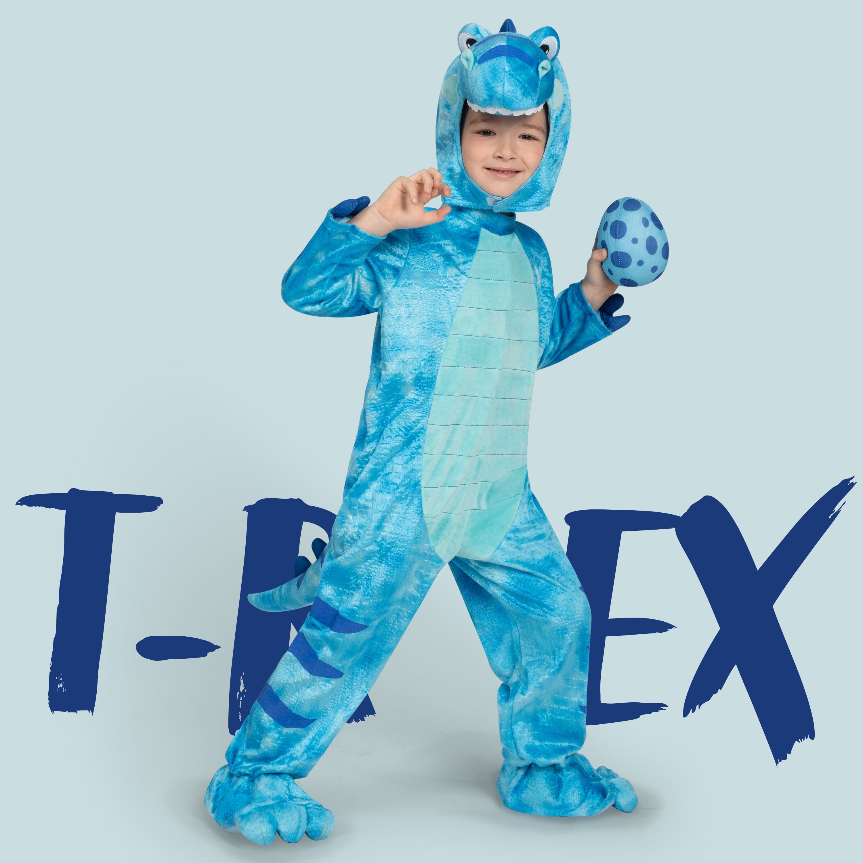  Halloween Realistic Blue Tyrannosaurus Rex Children's Dinosaur Costume (with Egg) Suitable for Infant and Toddler Halloween Dress up Party