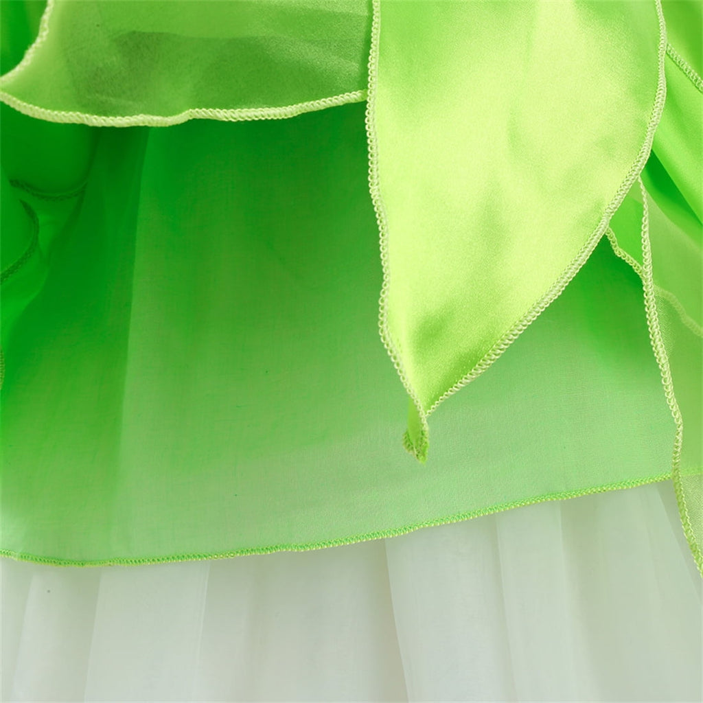  2-10Y Green Fairy Princess Dresses for Girls Christmas Halloween Costume Cosplay Dress Up with Wing & Accessories