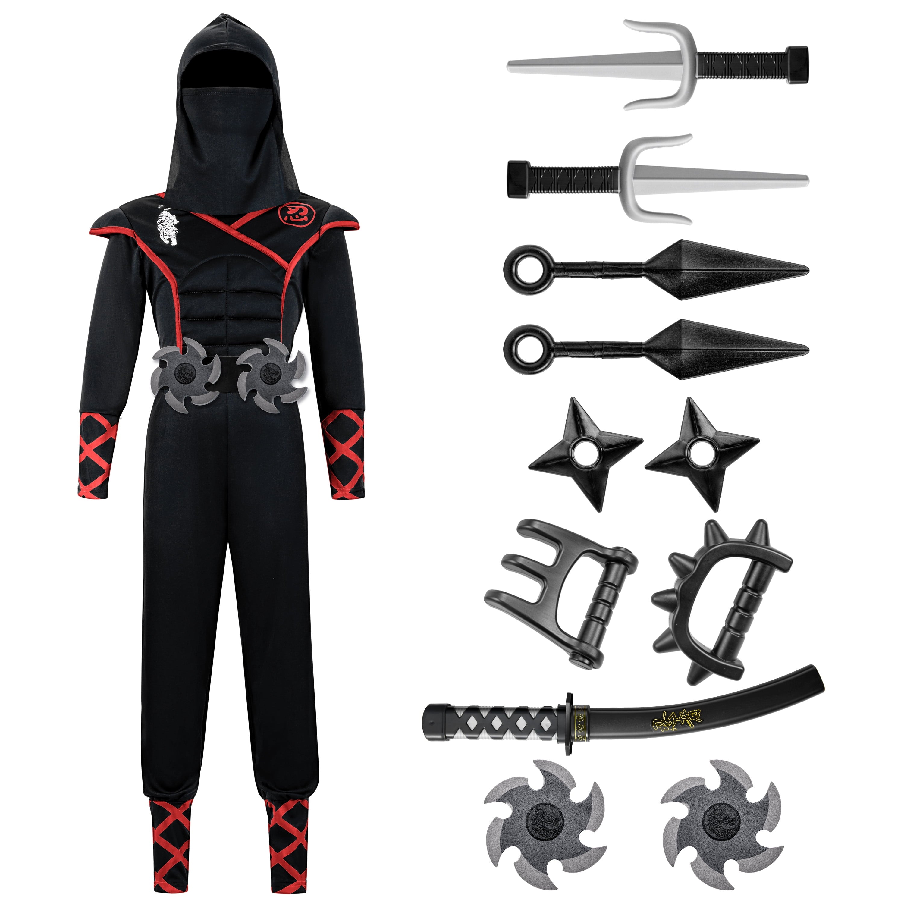  Kids Ninja Costume for Boys Halloween Fancy Dress Costume for Kids Age 3 & up