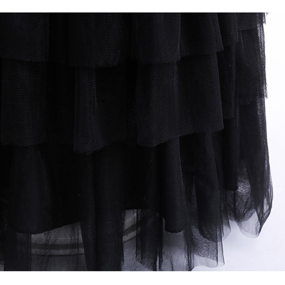  Black Mesh Cosplay Fancy-Dress Costume with Adjustable for Child, Little Girls 120 for 5-6Y