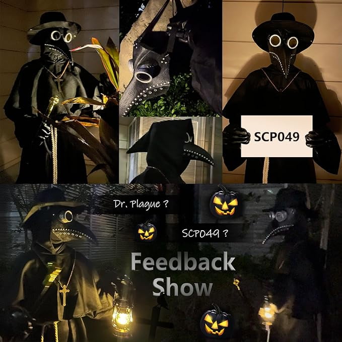 Plague Doctor Costume for Kids, 9 in 1 Halloween Costumes with Mask for Dress-Up Party for 10-12 Yeas