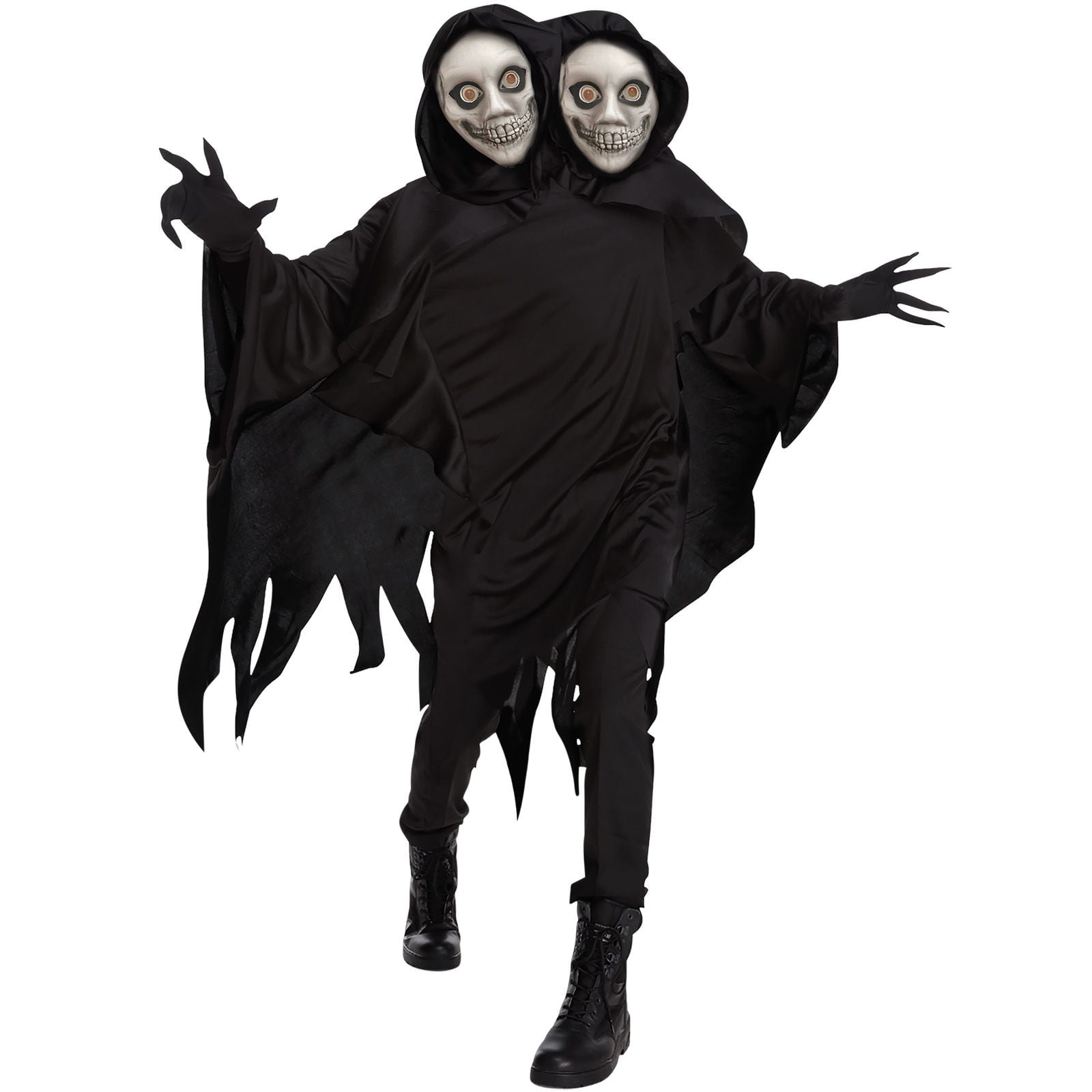  Kids 2 Headed Ghoul Costume Boys Girls Grim Reaper Death Halloween Halloween Black M