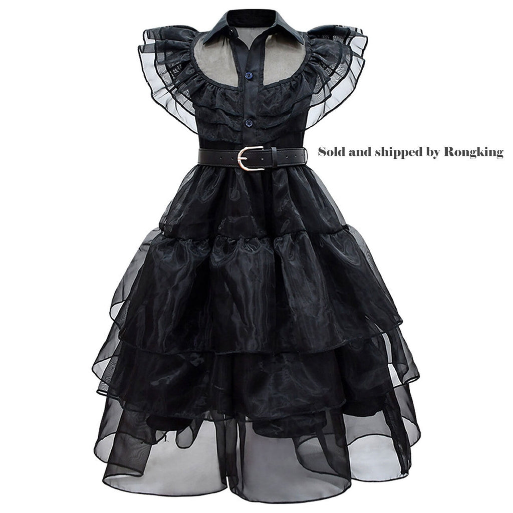 Tinyterrors™ Black Mesh Cosplay Fancy-Dress Costume with Adjustable for Child, Little Girls 120 for 5-6Y