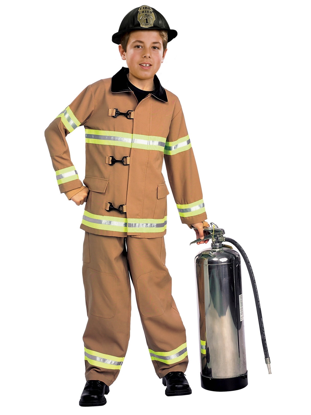  Firefighter Tan Turnout Costume for Kids, Unisex Large
