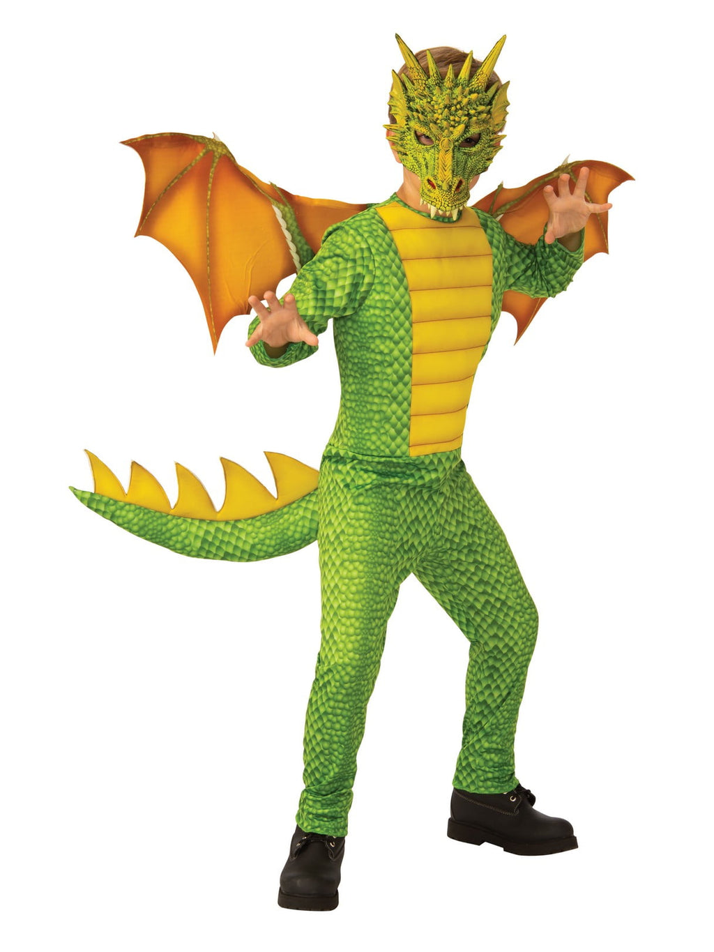  Black Shadow Dragon Costume for Kids, Unisex Large