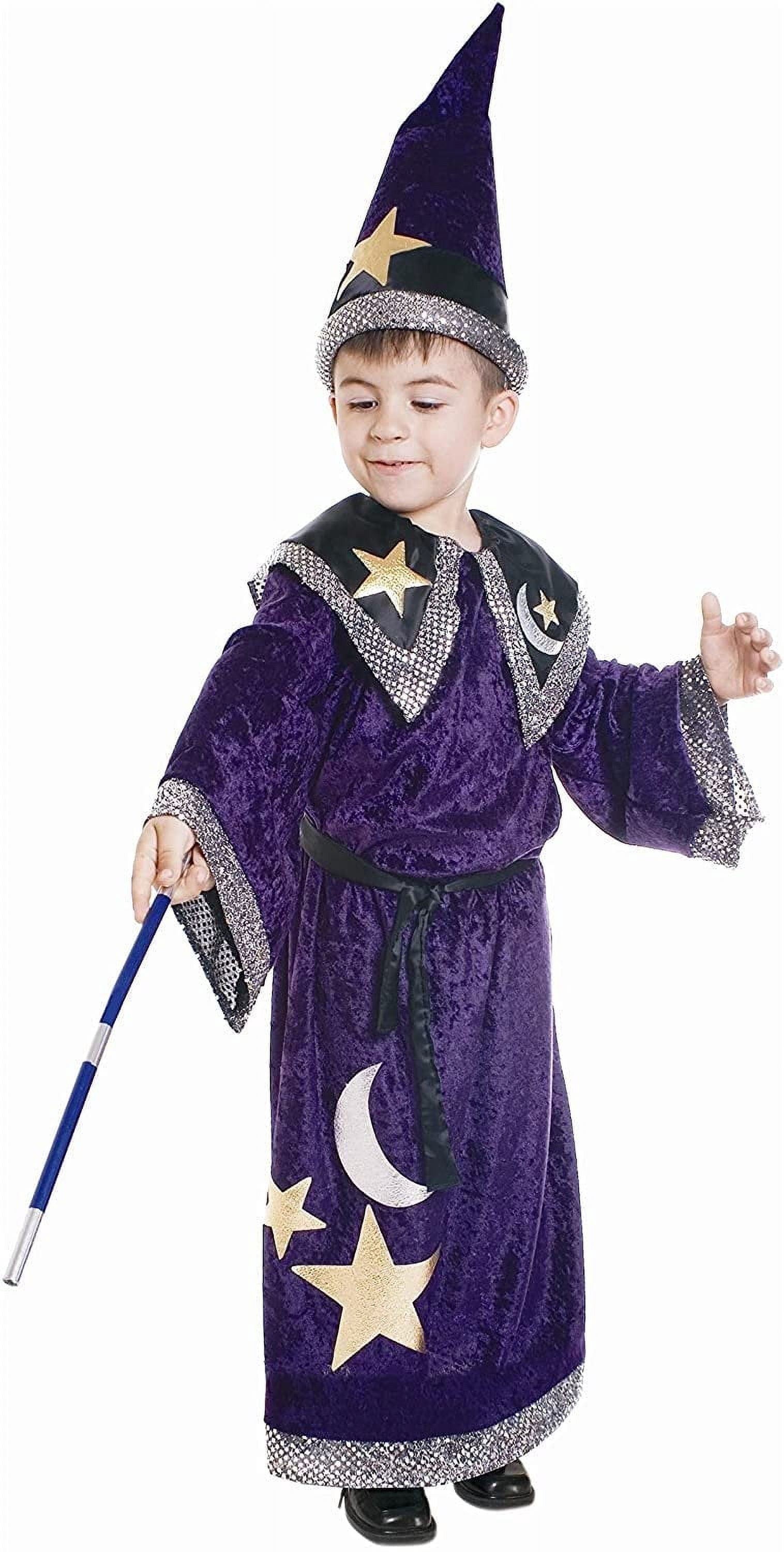 Dress Up America Wizard Costume for Kids - Warlock Robe and Set for Boys Purple
