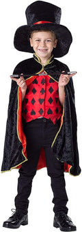 Dress Up America Magician Costume for Kids - Magician Cape, Hat and Wand Set - Magic Dress Up Costume for Boys and Girls Black