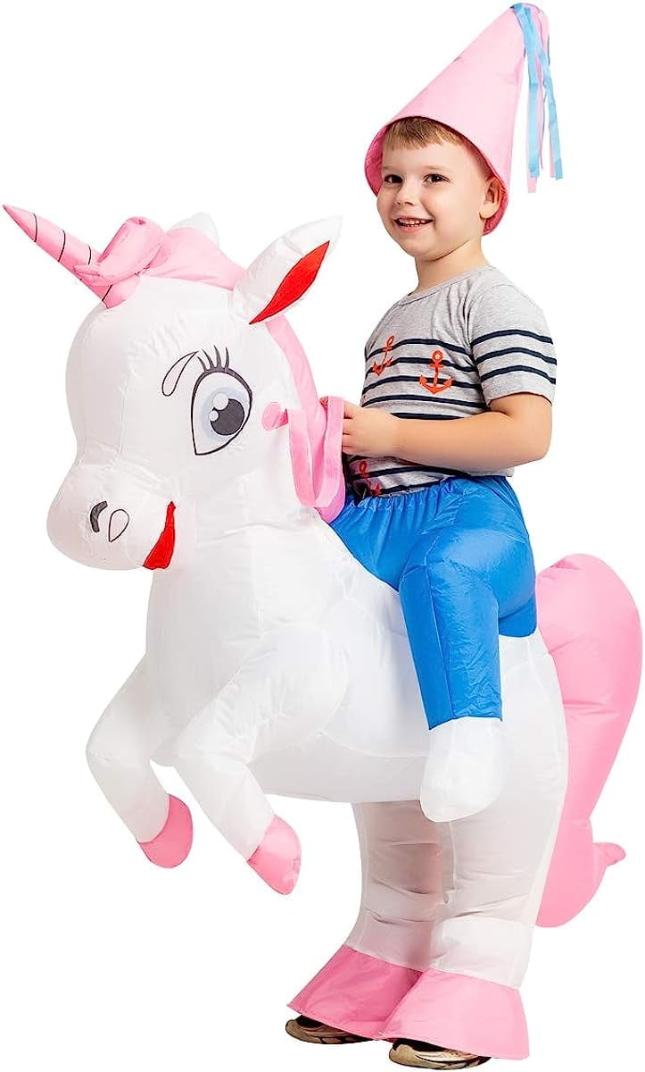  Inflatable Unicorn Costume for Kids Halloween Costumes Boys Girls Funny Blow up Costume for Halloween Party Cosplay