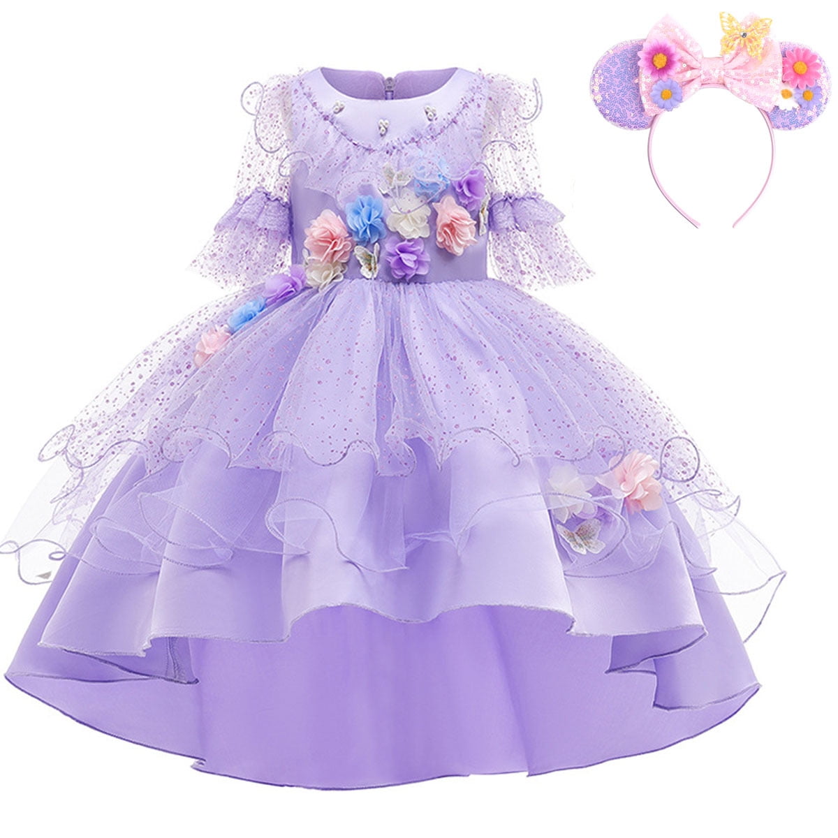 Tinyterrors™ Girls Magical Floral Princess Halloween Costume Dress Kids Birthday Christmas Dress Up