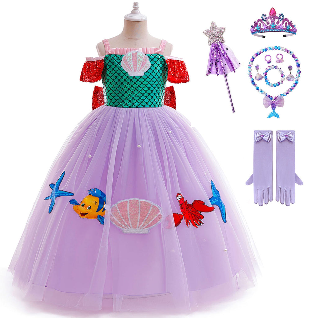 Tinyterrors™ Girls Mermaid Princess Dress Costume Halloween Birthday Gown for 3-4T