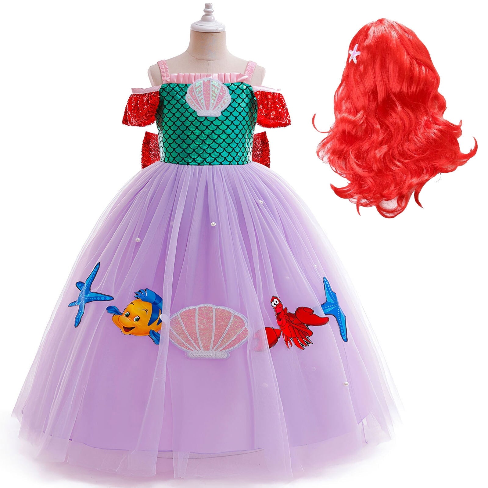 Tinyterrors™ Girls Mermaid Princess Dress Costume Halloween Birthday Gown for 3-4T