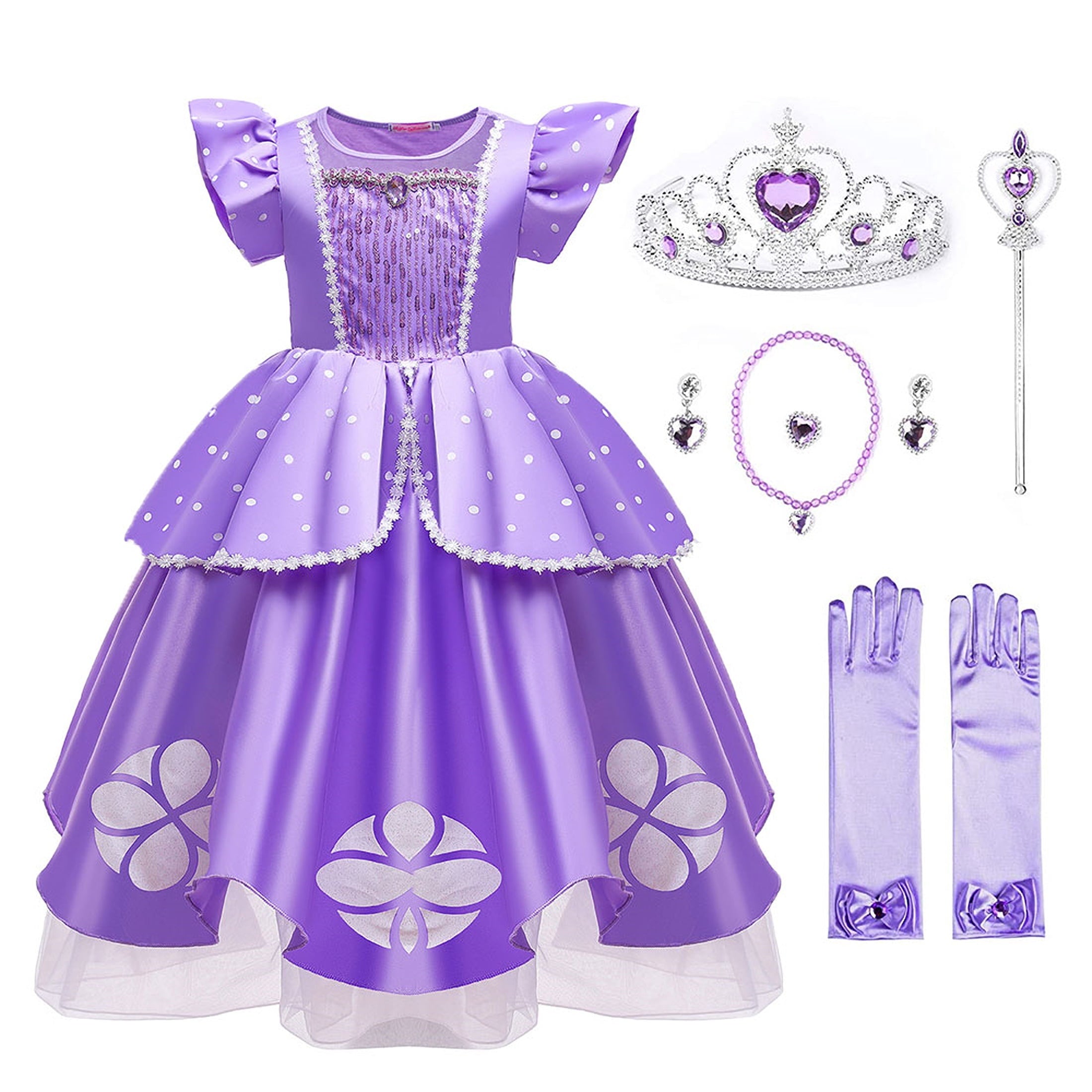 Girls Princess Costume Flutter Dress Female Halloween Cosplay Party Dress