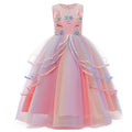 Tinyterrors™ Girls' Unicorn Costume Princess Long Maxi Dress for Birthday Party, Child 3t