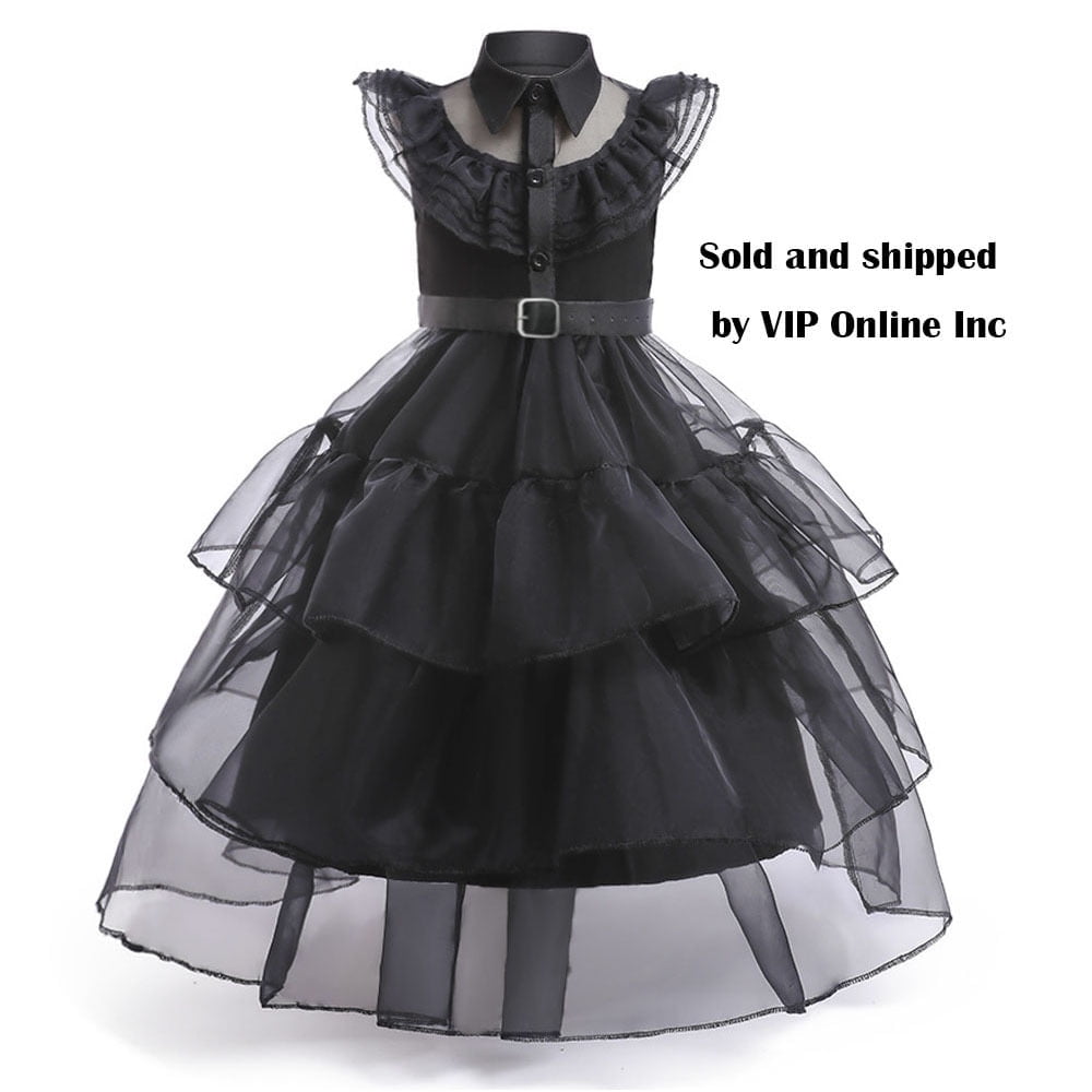 Girls Wednesday Addams Costumes Dress Kids Halloween Cosplay Party Outfit