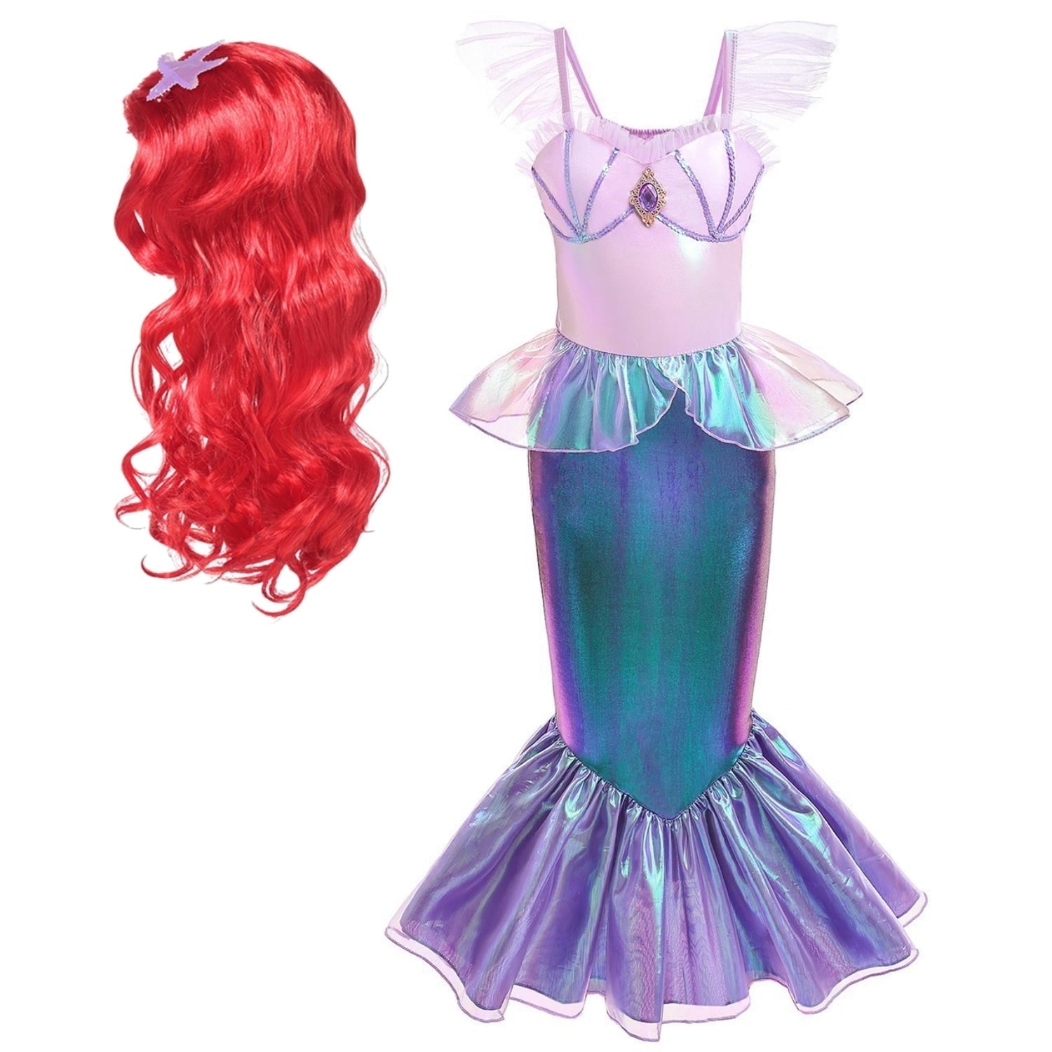 Tinyterrors™ Mermaid Dress for Girls - Mermaid Fancy Costume Halloween Princess Dresses for Girls 3-10 Birthday Gift