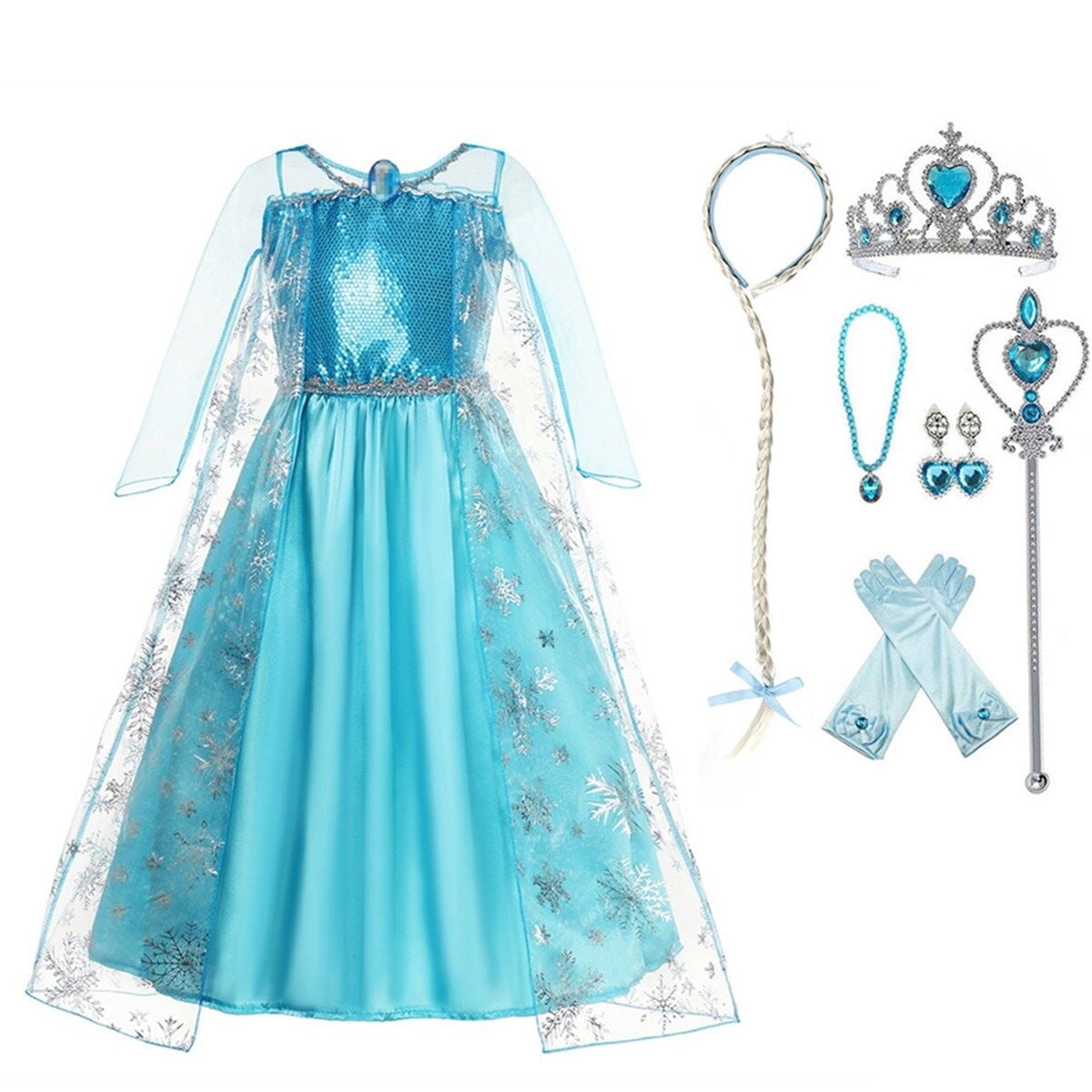  Princess Dress Queen Costume Halloween Cosplay Dress up for Toddler Girls with Accessories