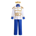 IBTOM CASTLE Boys Prince Charming Costume Halloween Cosplay Dress up Birthday Party Medieval Royal Prince Outfits for Toddler Child 3-4 Years Blue 4pcs