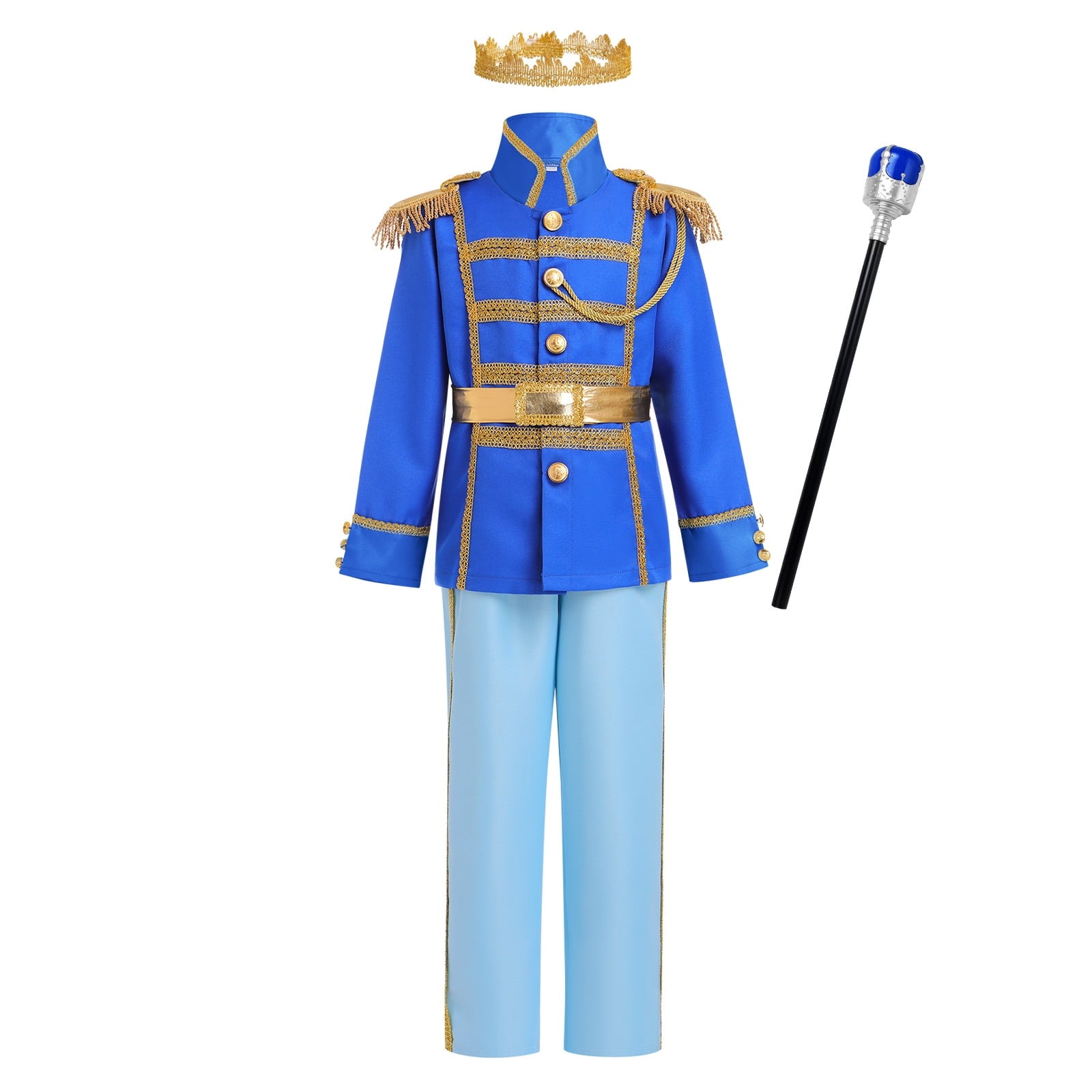 Tinyterrors™ IBTOM CASTLE Boys Prince Charming Costume Halloween Cosplay Dress up Birthday Party Medieval Royal Prince Outfits for Toddler Child 3-4 Years Blue 4pcs