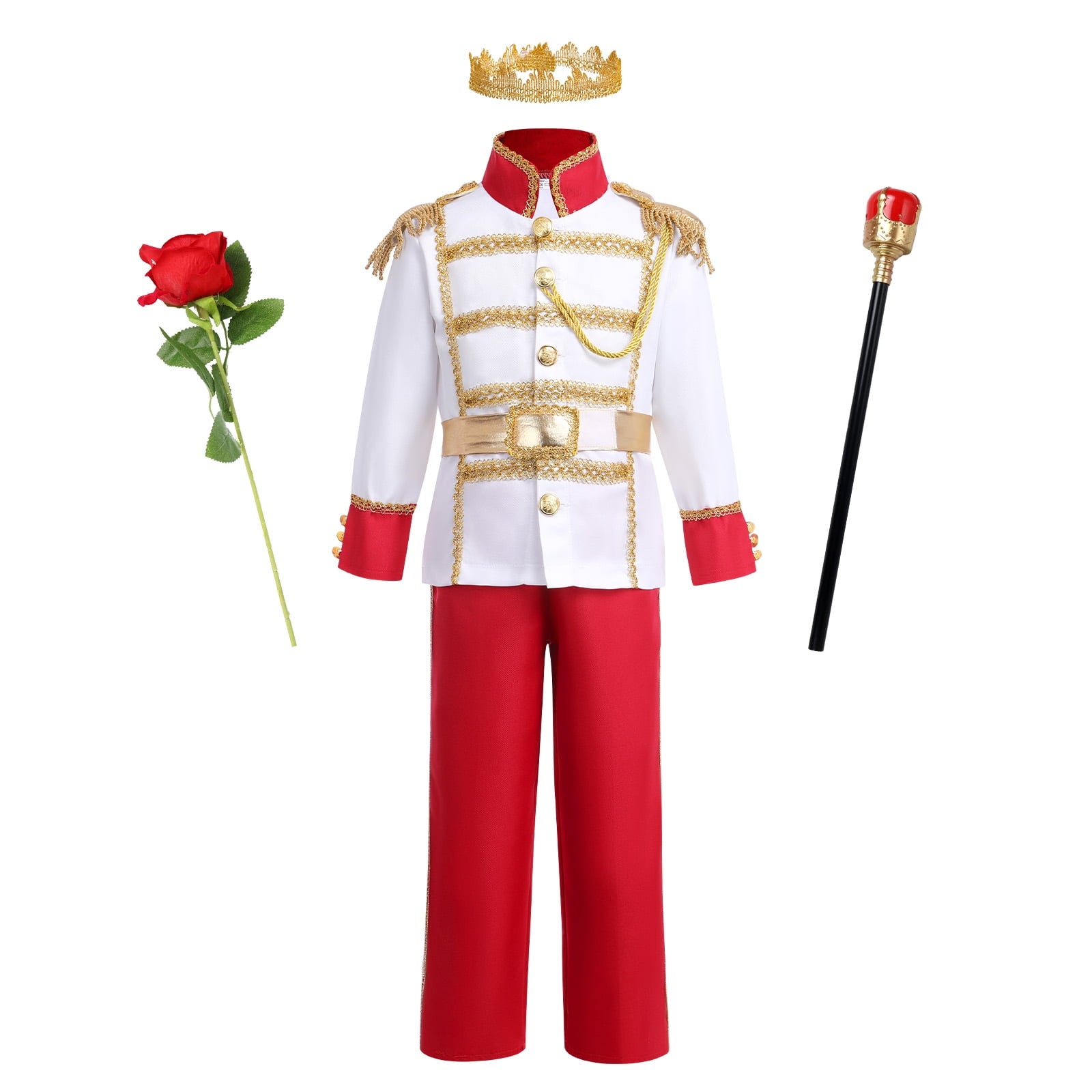 Tinyterrors™ IBTOM CASTLE Boys Prince Charming Costume Halloween Cosplay Dress up Birthday Party Medieval Royal Prince Outfits for Toddler Child 3-4 Years Blue 4pcs