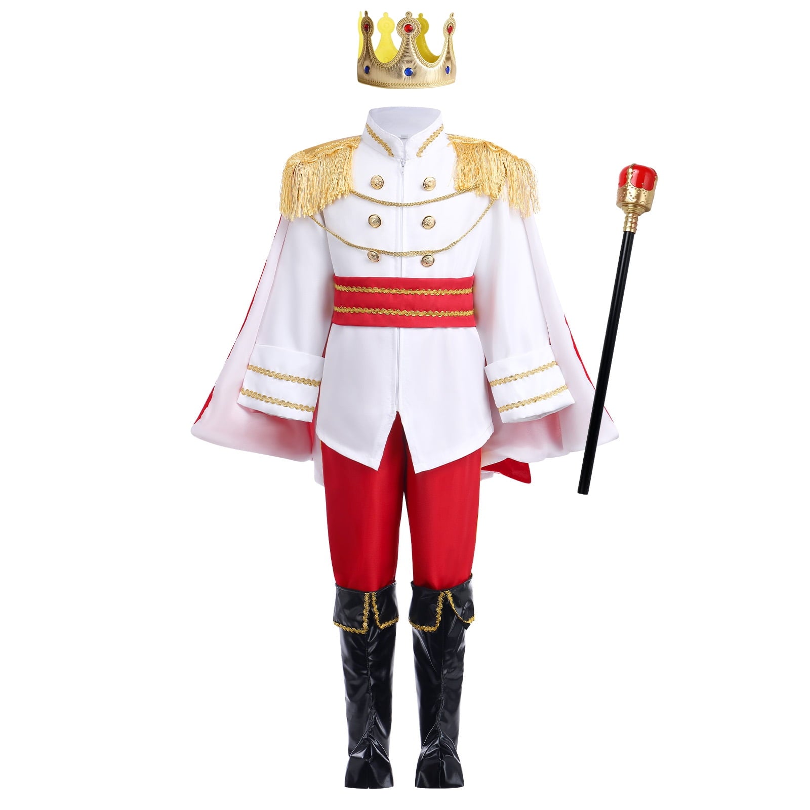 Tinyterrors™ IBTOM CASTLE Boys Prince Charming Costume Halloween Cosplay Dress up Birthday Party Medieval Royal Prince Outfits for Toddler Child 3-4 Years Blue 4pcs