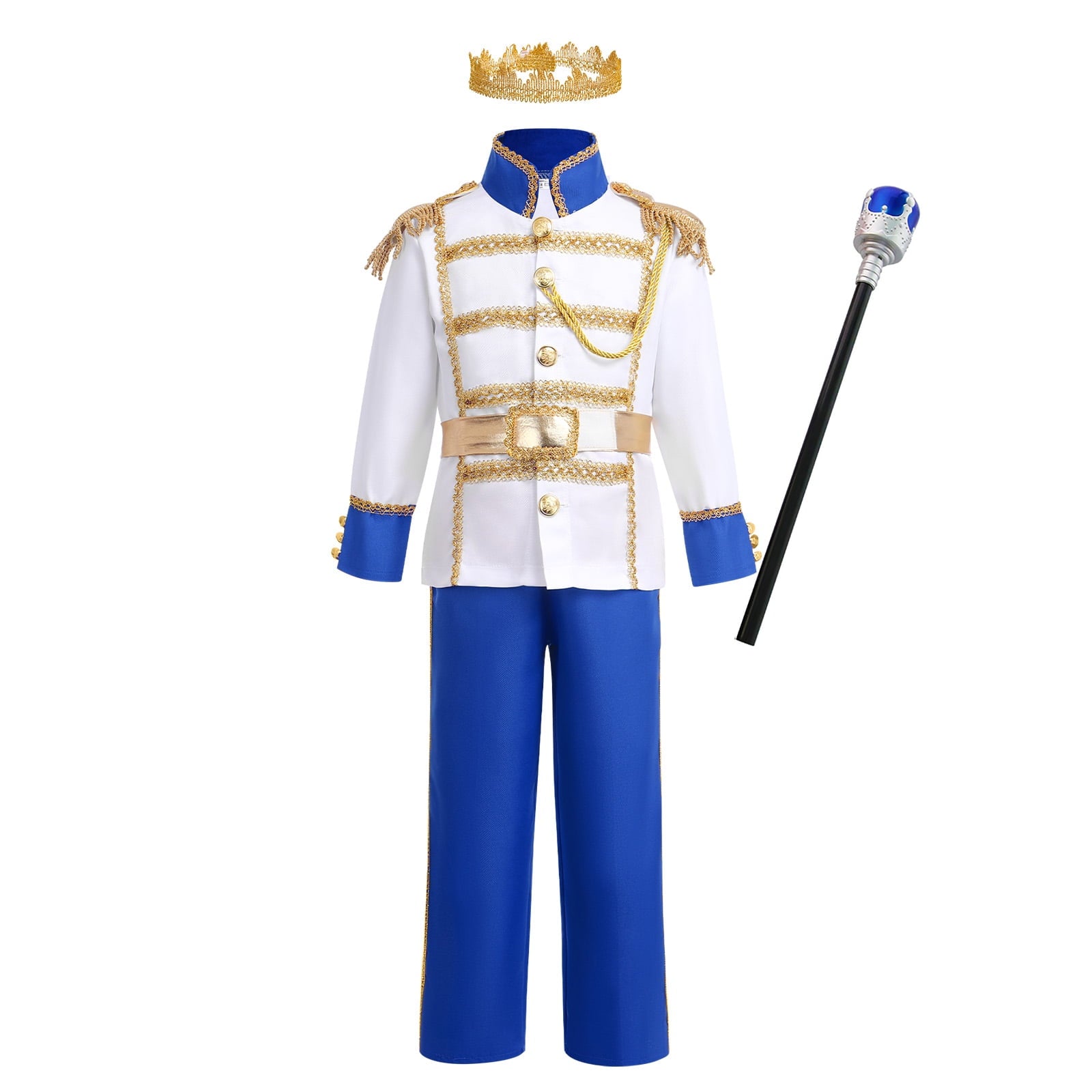 Tinyterrors™ IBTOM CASTLE Boys Prince Charming Costume Halloween Cosplay Dress up Birthday Party Medieval Royal Prince Outfits for Toddler Child 3-4 Years Blue 4pcs