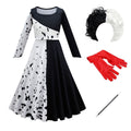 Tinyterrors™ IBTOM CASTLE Kids Girls Halloween Costume Carnival Cosplay Movie Character Dress + Wig + Gloves + Cigarette Holder 4 Pieces Set for Photo Shoot